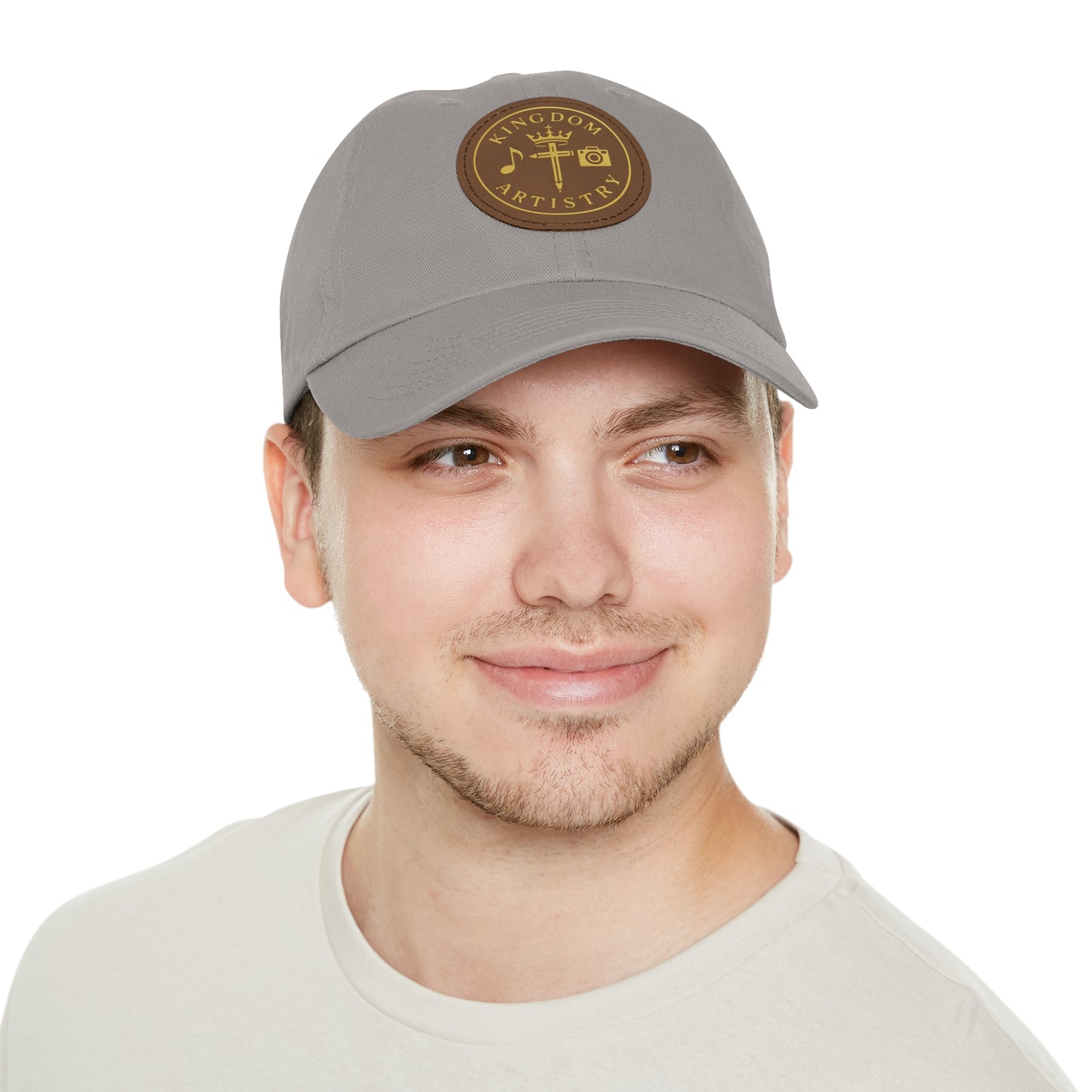 Kingdom Artistry Leather Patch Dad Hat — Christian Music & Worship Emblem