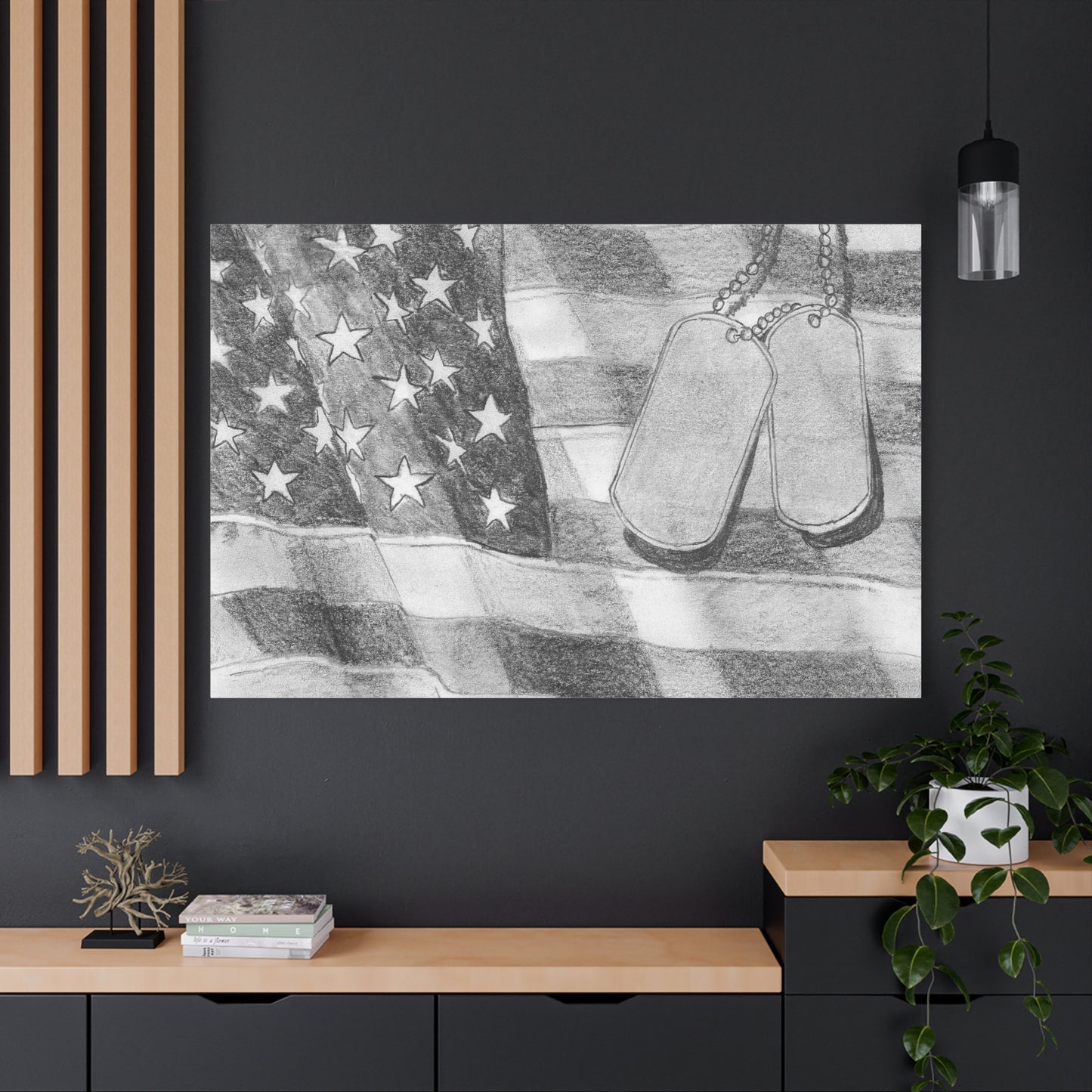 Flag with Dog Tags - Canvas Gallery Wrap