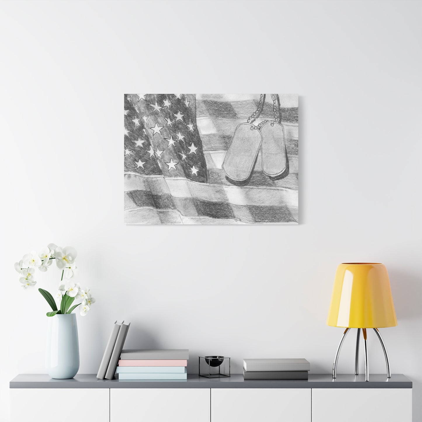 Flag with Dog Tags - Canvas Gallery Wrap