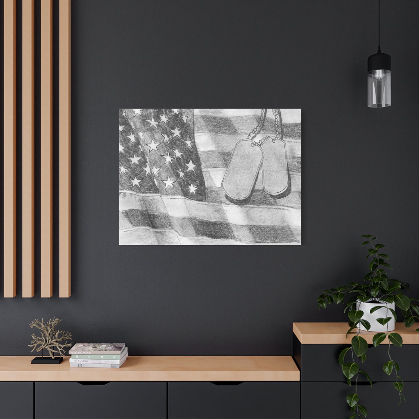 Flag with Dog Tags - Canvas Gallery Wrap