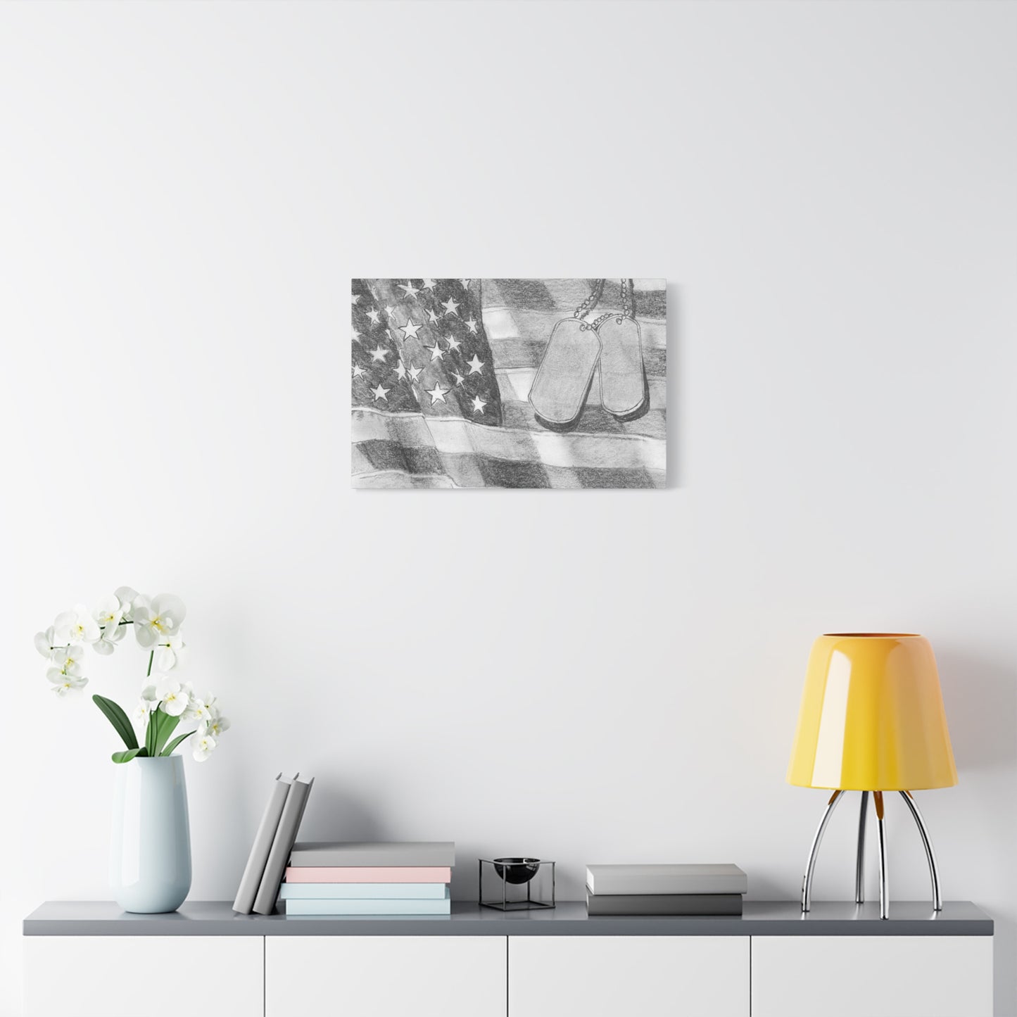Flag with Dog Tags - Canvas Gallery Wrap