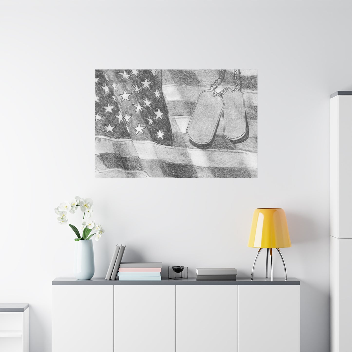Flag with Dog Tags - Canvas Gallery Wrap