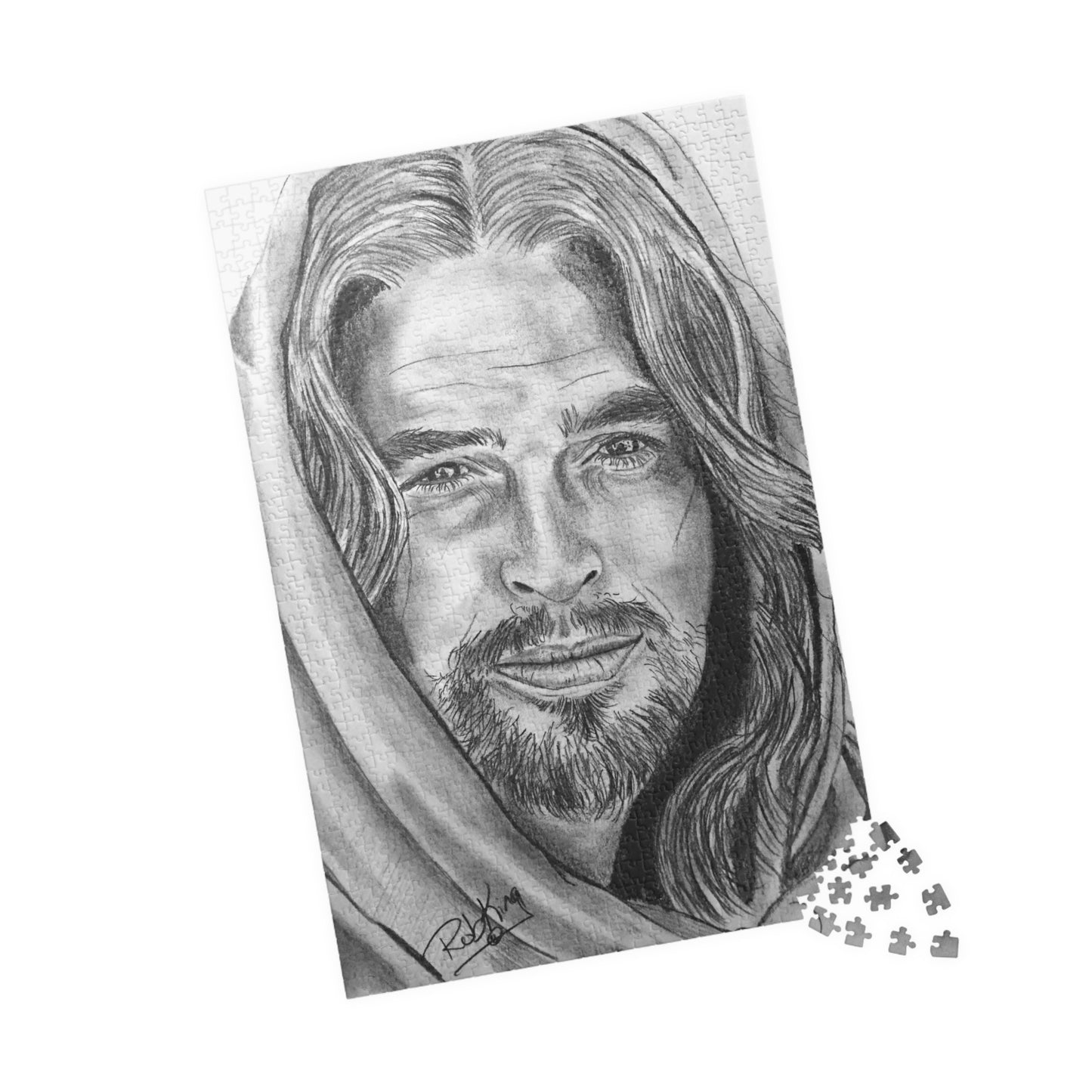 Jesus Art Puzzle — Detailed Pencil Sketch Jigsaw (520/1014 pcs)