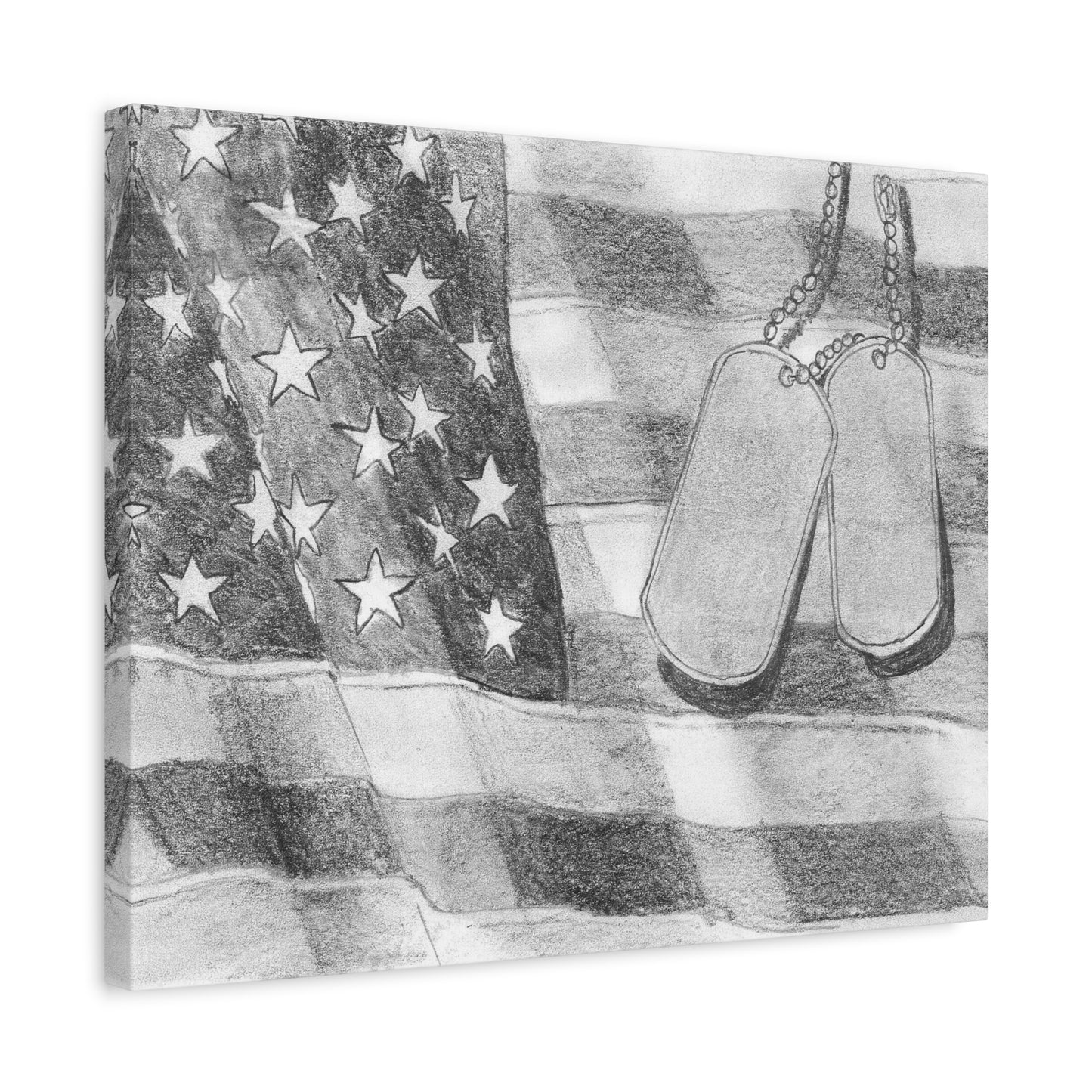 Flag with Dog Tags - Canvas Gallery Wrap