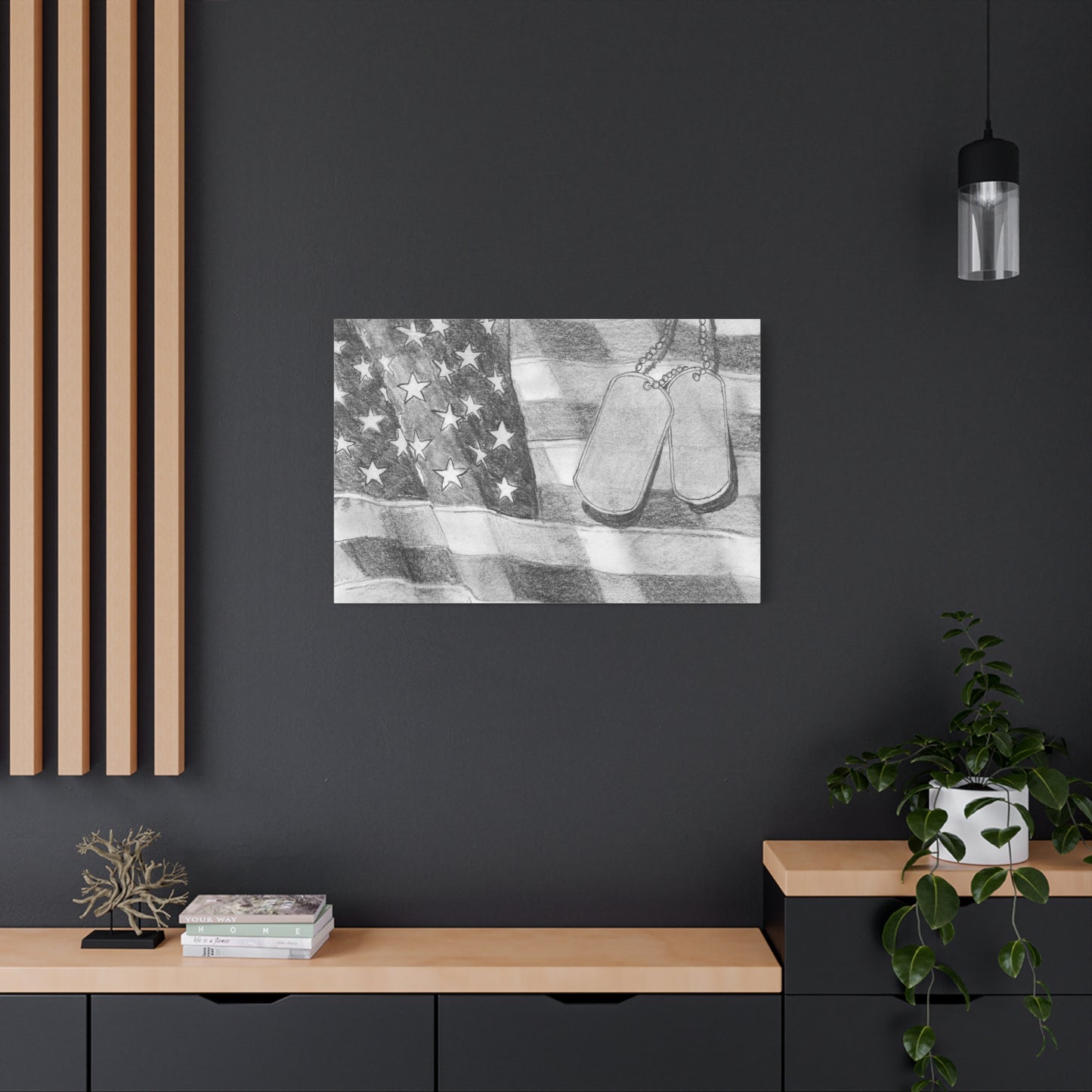 Flag with Dog Tags - Canvas Gallery Wrap