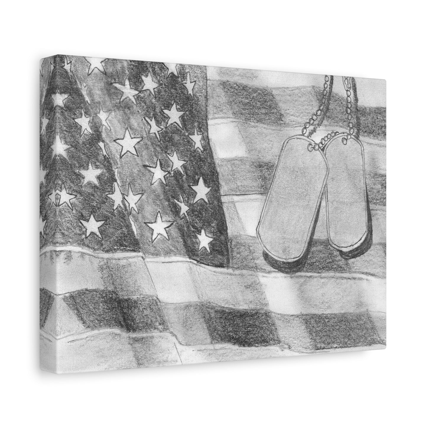 Flag with Dog Tags - Canvas Gallery Wrap