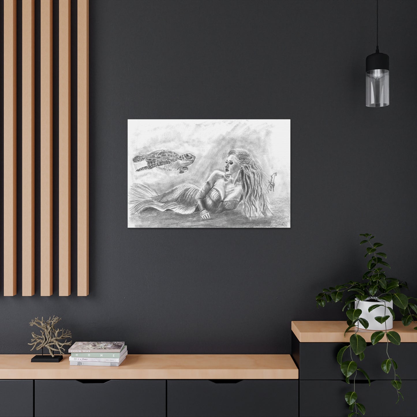 Mermaid and Sea Turtle  - Canvas Gallery Wraps