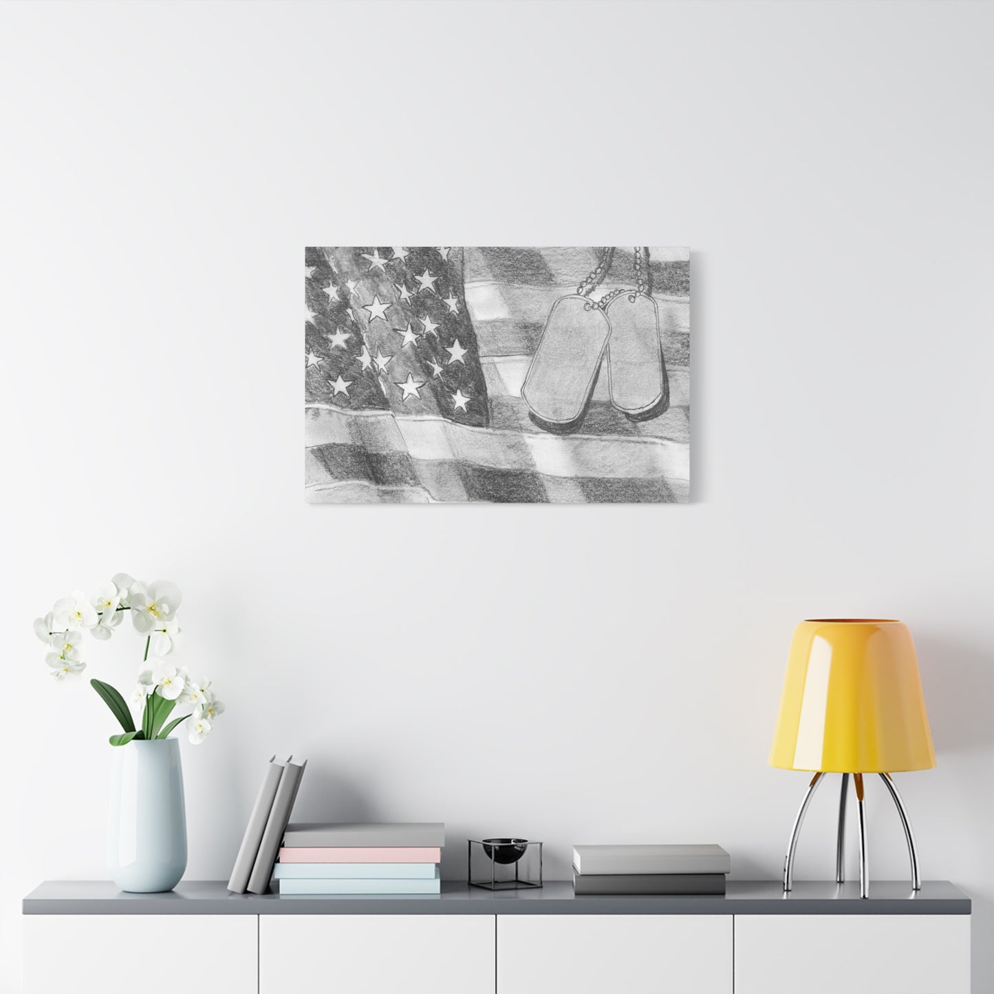 Flag with Dog Tags - Canvas Gallery Wrap