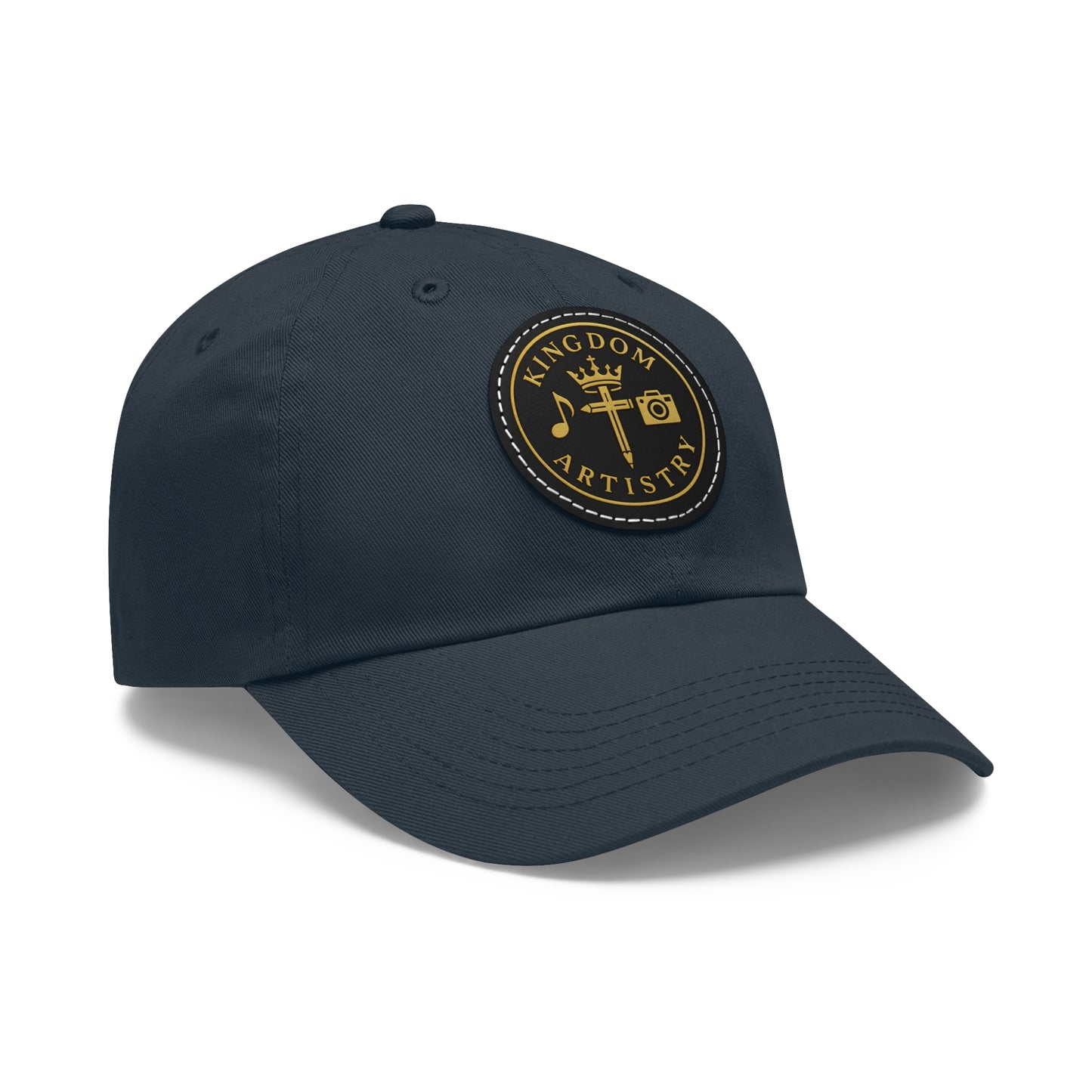 Kingdom Artistry Leather Patch Dad Hat — Christian Music & Worship Emblem