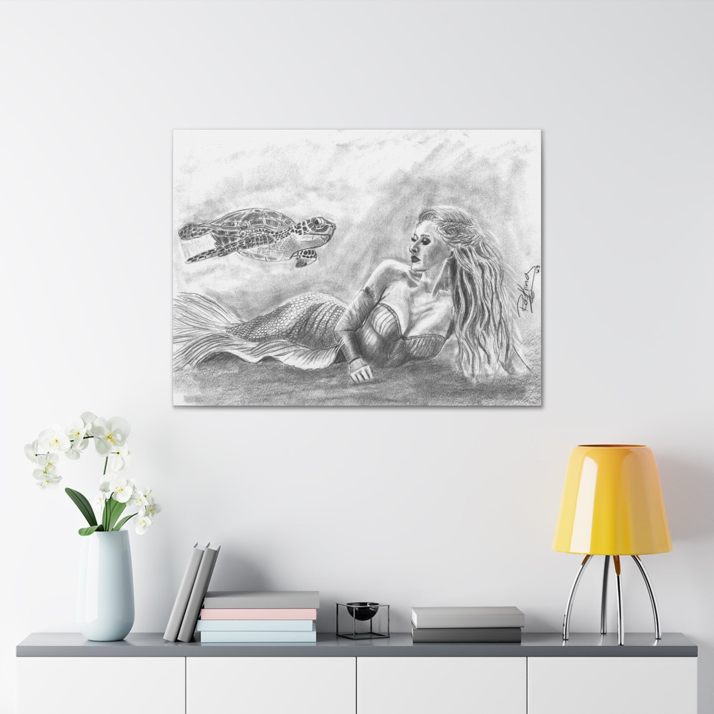 Mermaid and Sea Turtle  - Canvas Gallery Wraps
