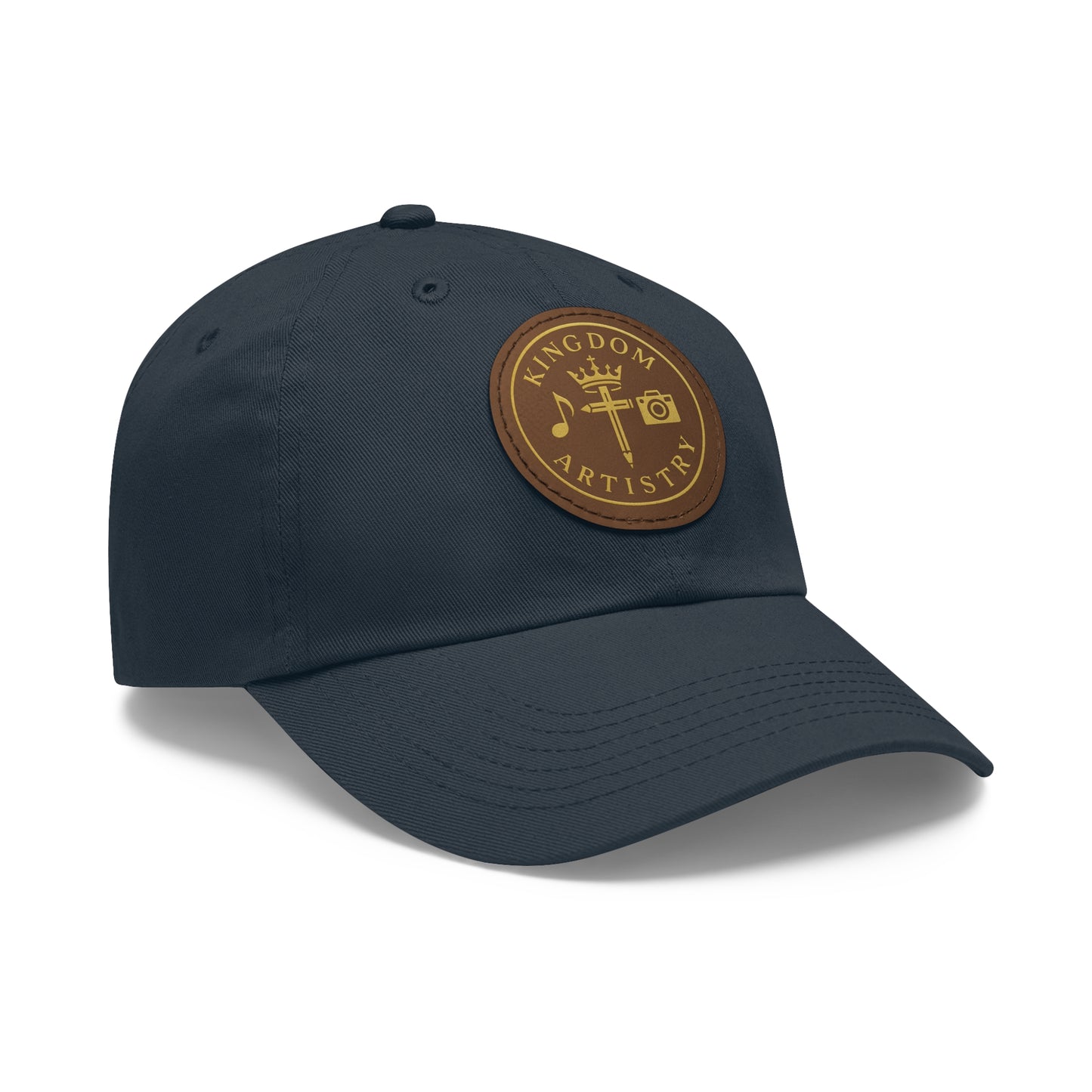 Kingdom Artistry Leather Patch Dad Hat — Christian Music & Worship Emblem