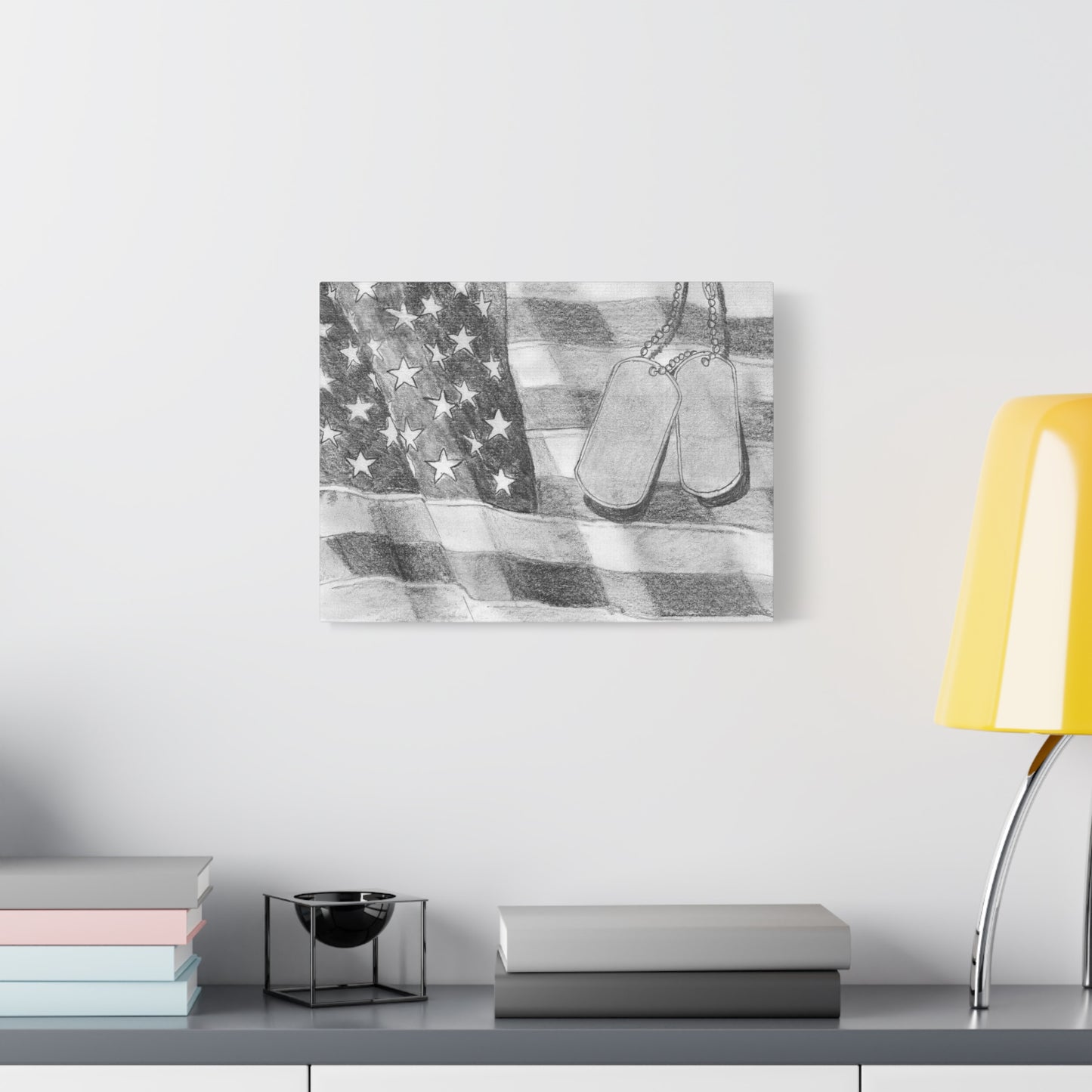 Flag with Dog Tags - Canvas Gallery Wrap