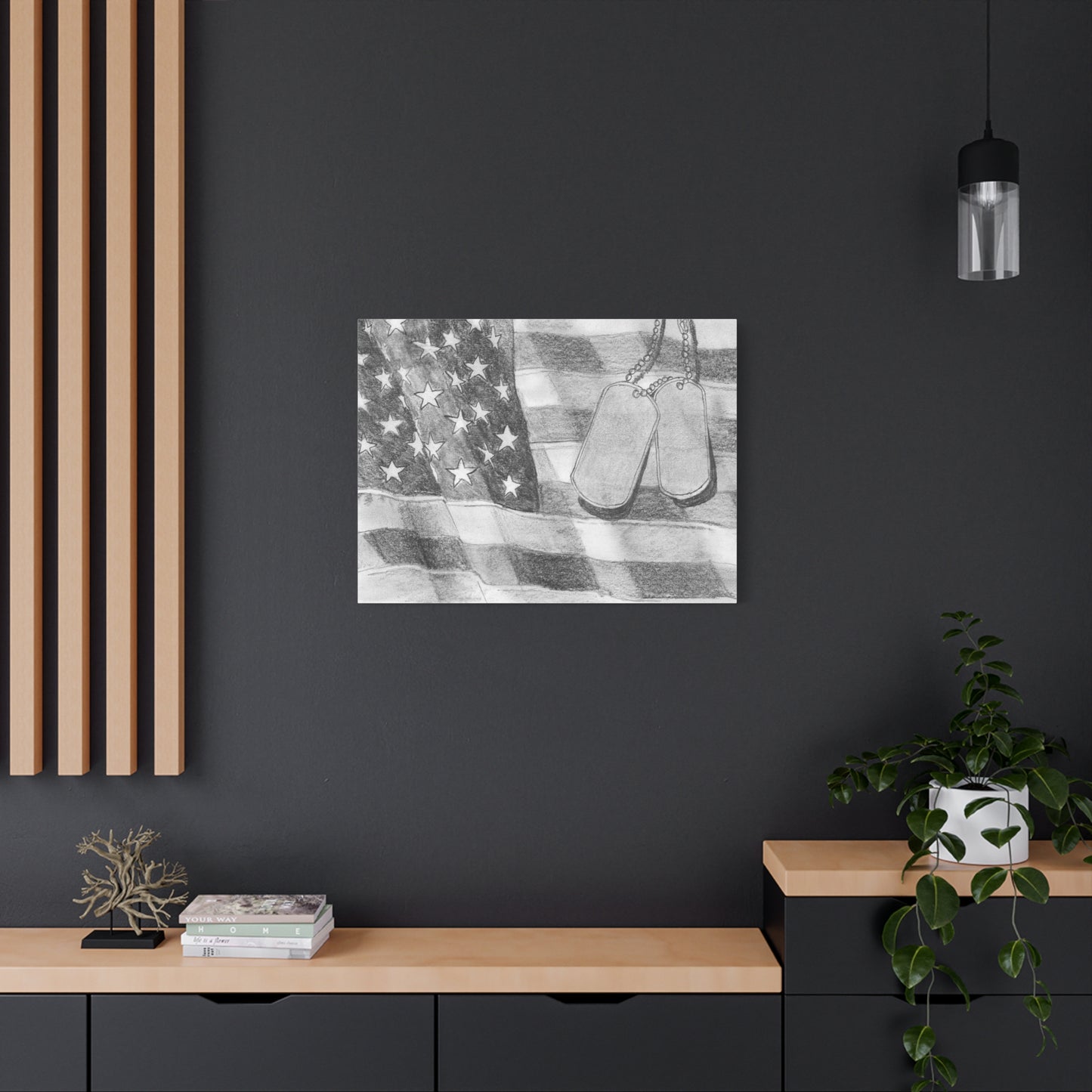 Flag with Dog Tags - Canvas Gallery Wrap