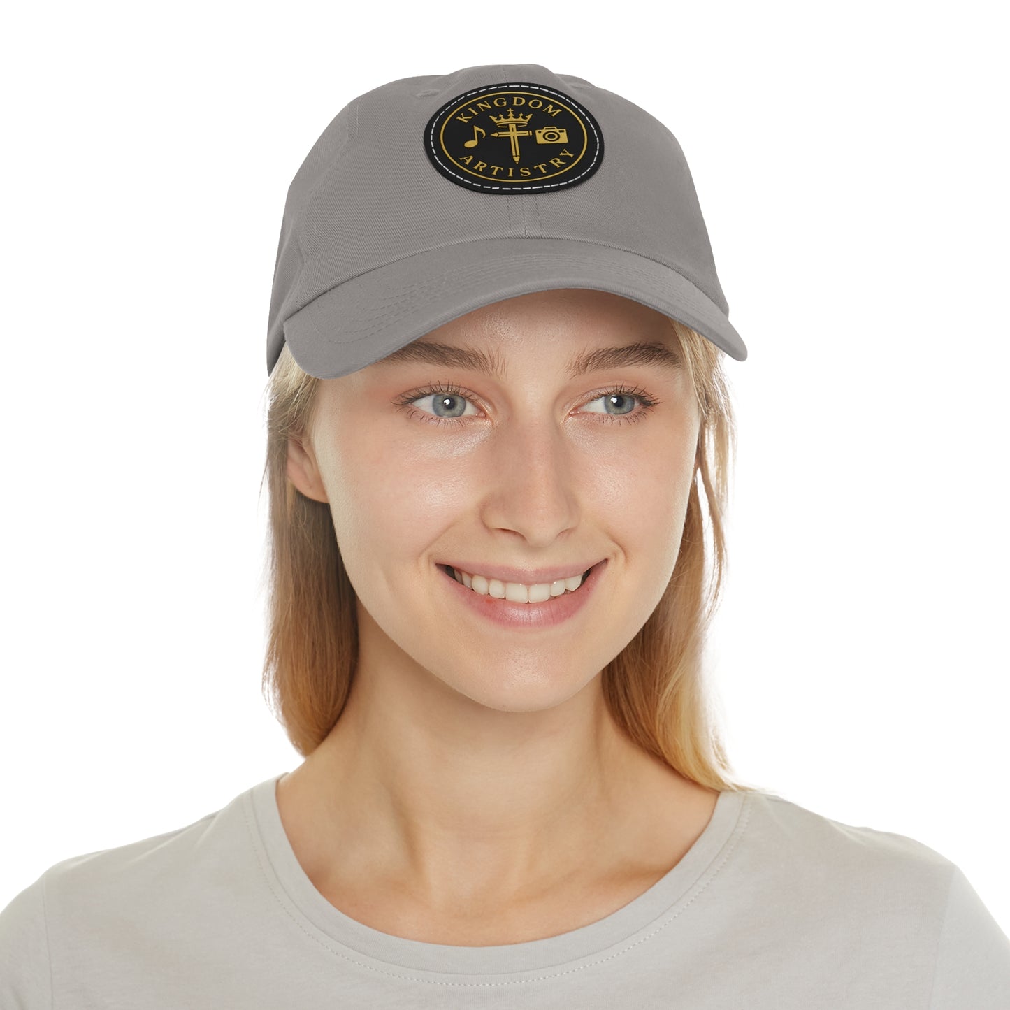 Kingdom Artistry Leather Patch Dad Hat — Christian Music & Worship Emblem