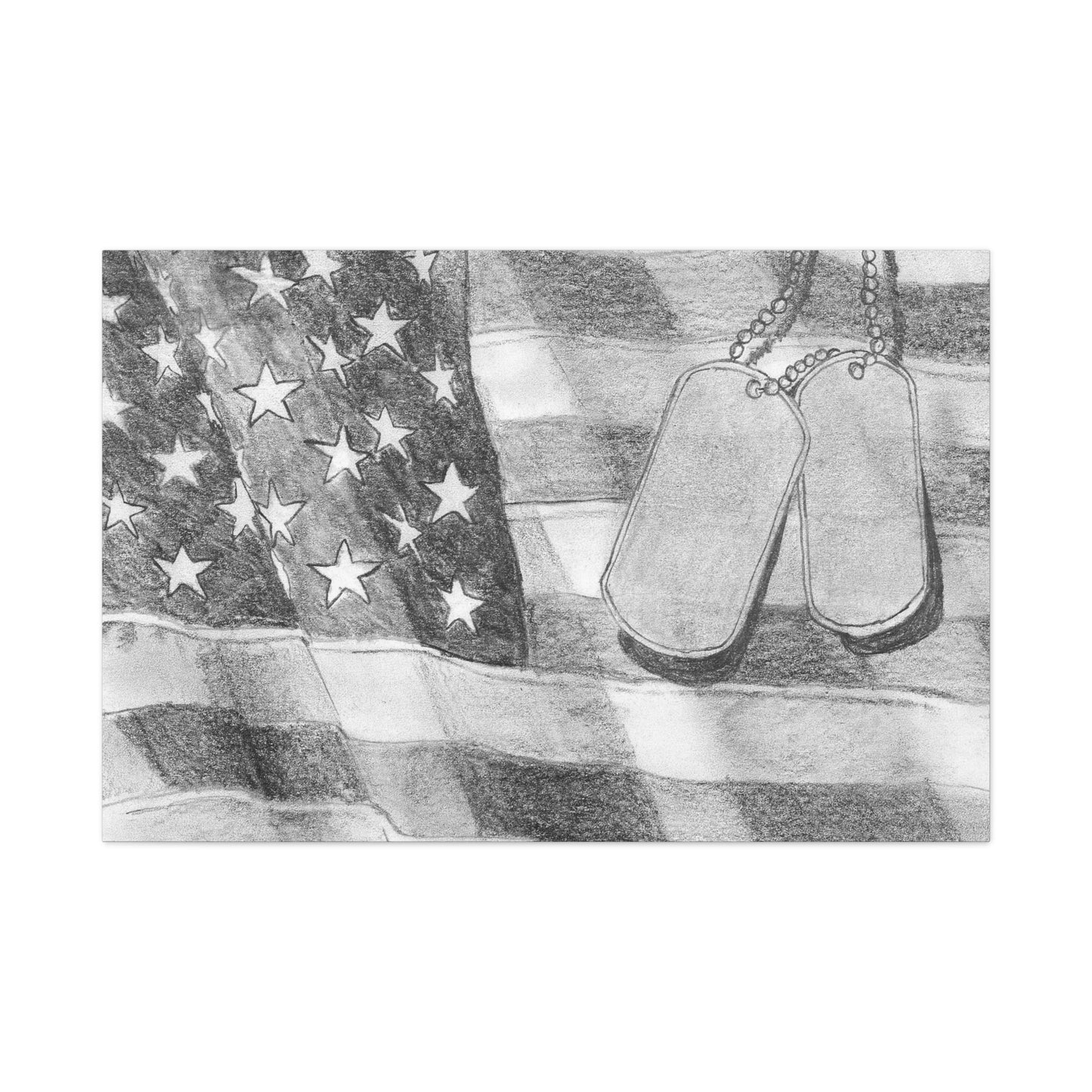 Flag with Dog Tags - Canvas Gallery Wrap