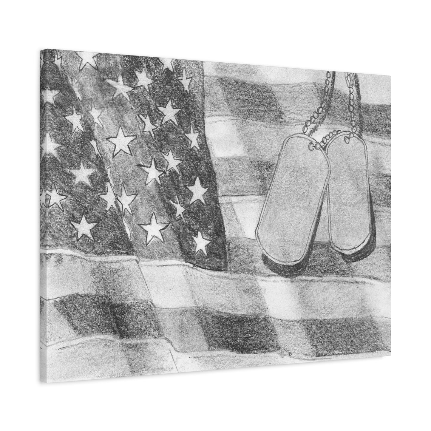 Flag with Dog Tags - Canvas Gallery Wrap