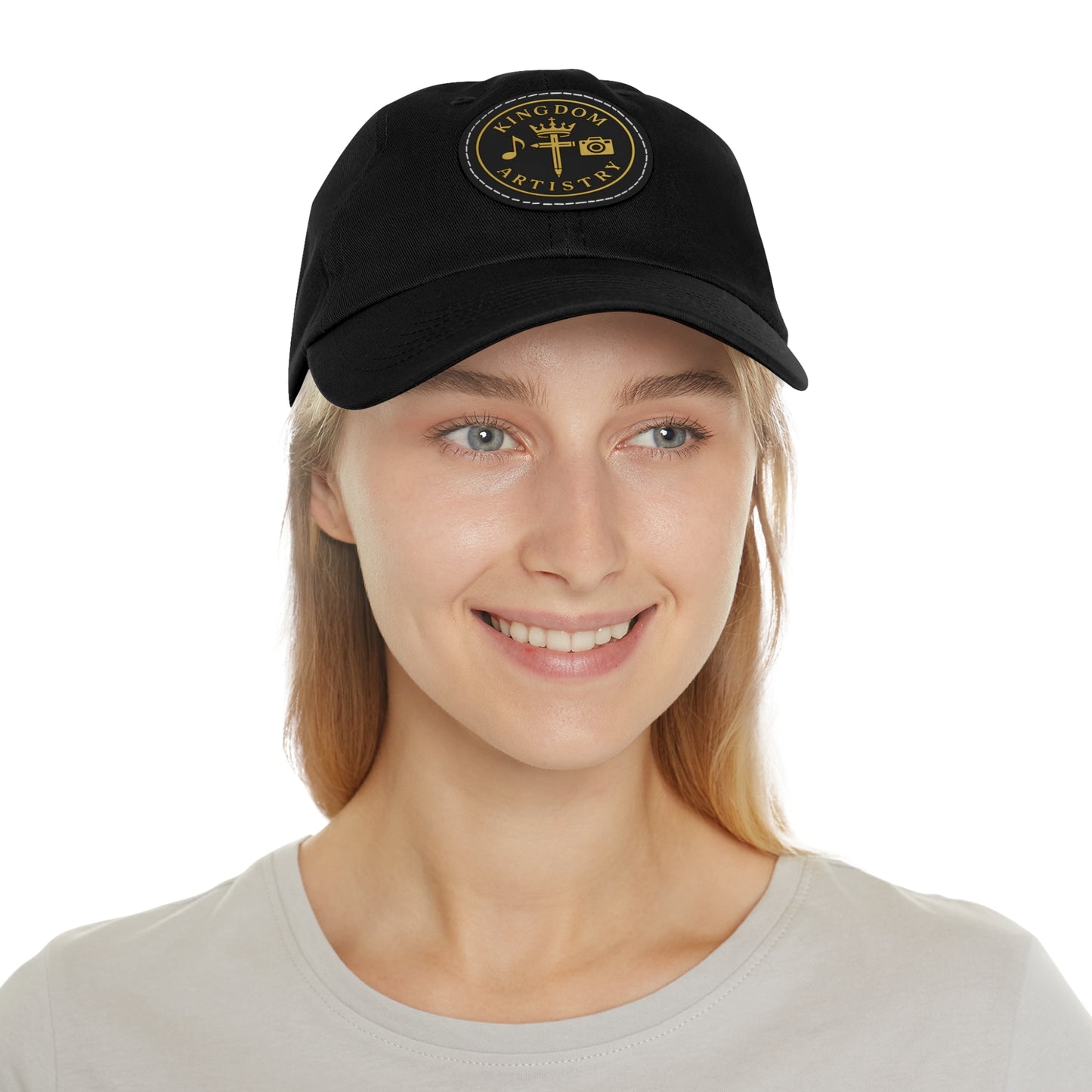 Kingdom Artistry Leather Patch Dad Hat — Christian Music & Worship Emblem