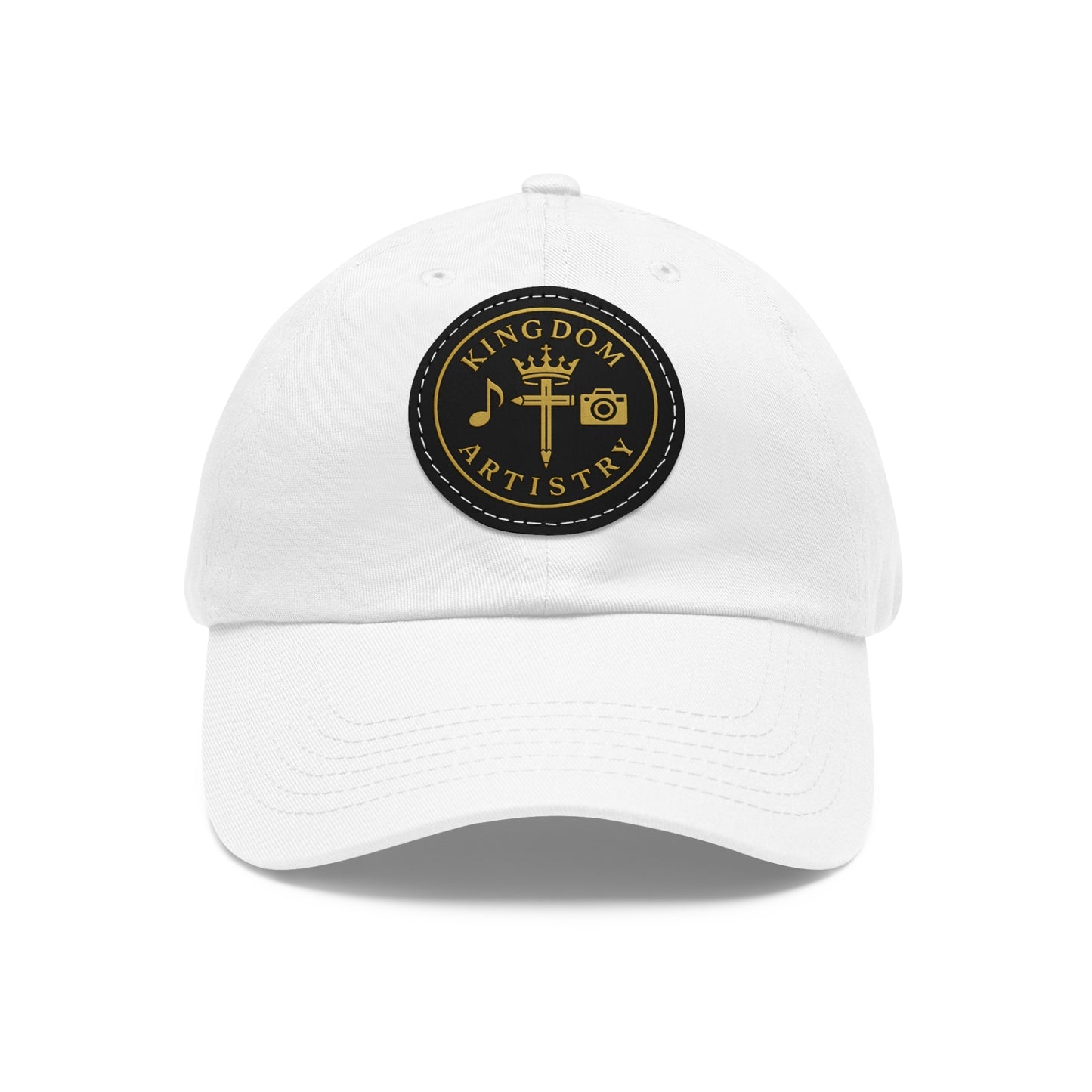 Kingdom Artistry Leather Patch Dad Hat — Christian Music & Worship Emblem