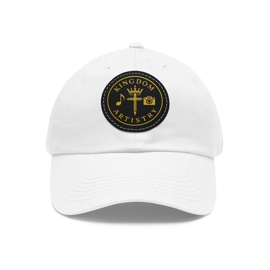 Kingdom Artistry Leather Patch Dad Hat — Christian Music & Worship Emblem