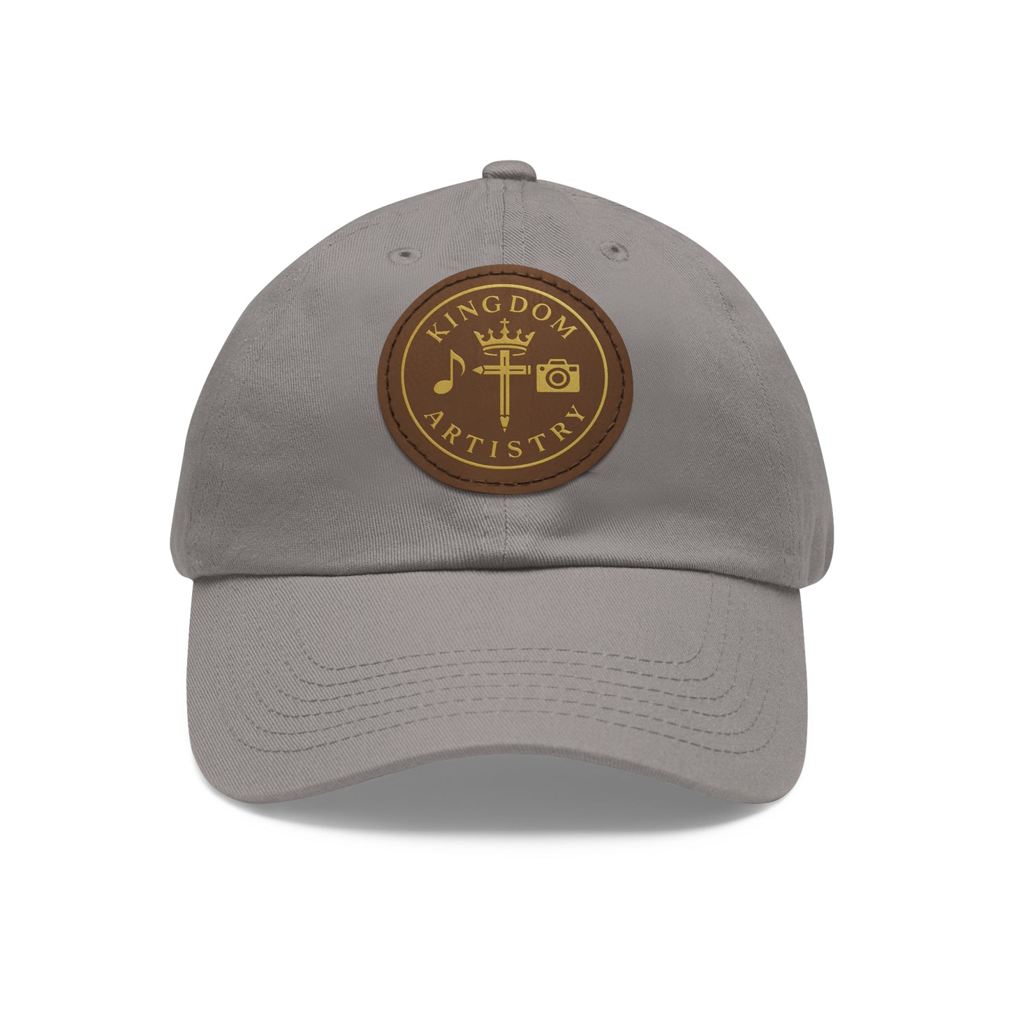 Kingdom Artistry Leather Patch Dad Hat — Christian Music & Worship Emblem