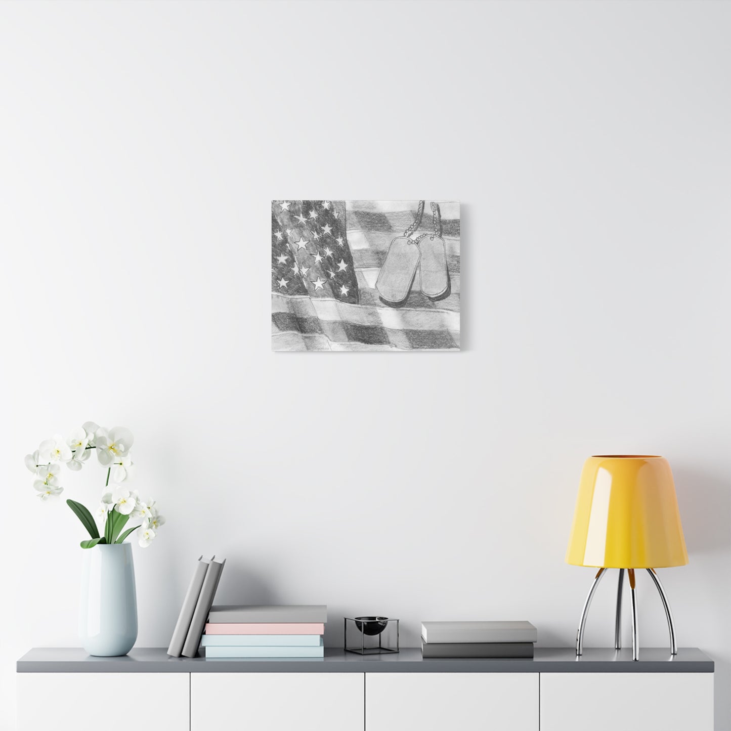 Flag with Dog Tags - Canvas Gallery Wrap