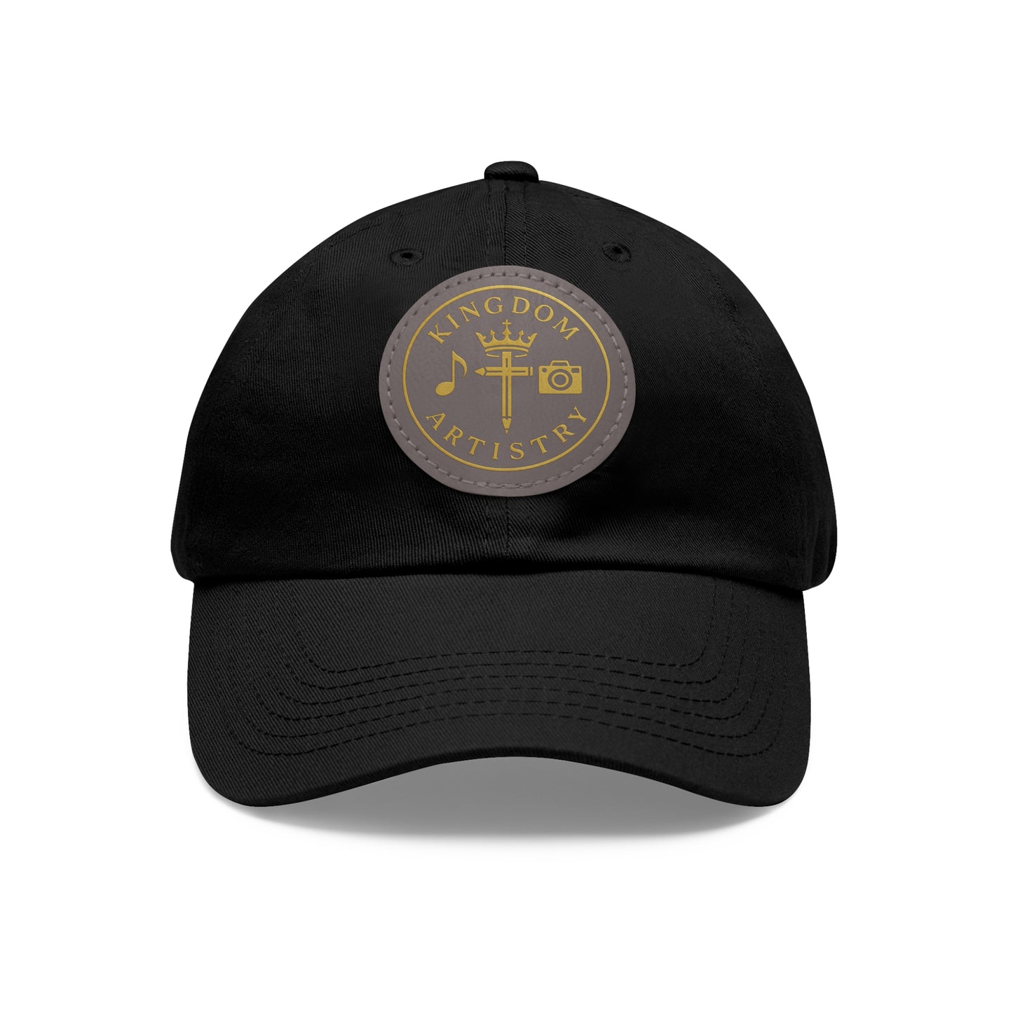 Kingdom Artistry Leather Patch Dad Hat — Christian Music & Worship Emblem