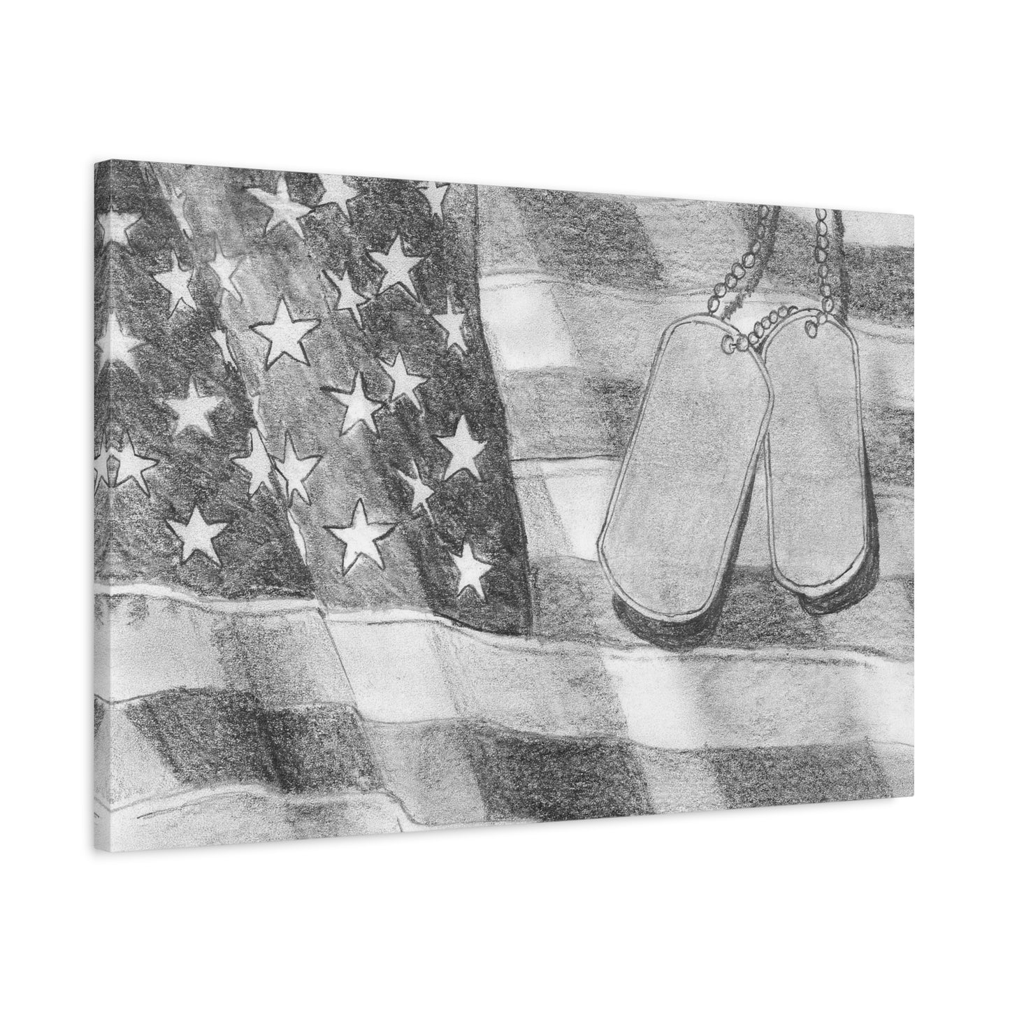Flag with Dog Tags - Canvas Gallery Wrap