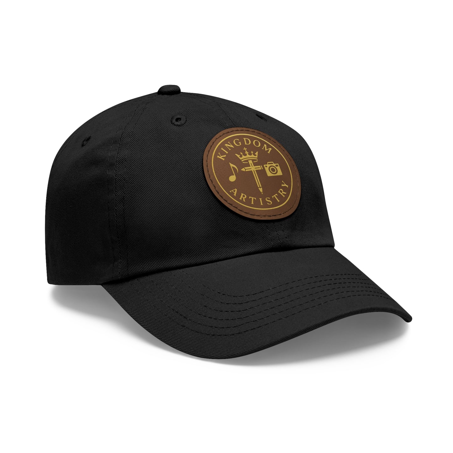 Kingdom Artistry Leather Patch Dad Hat — Christian Music & Worship Emblem