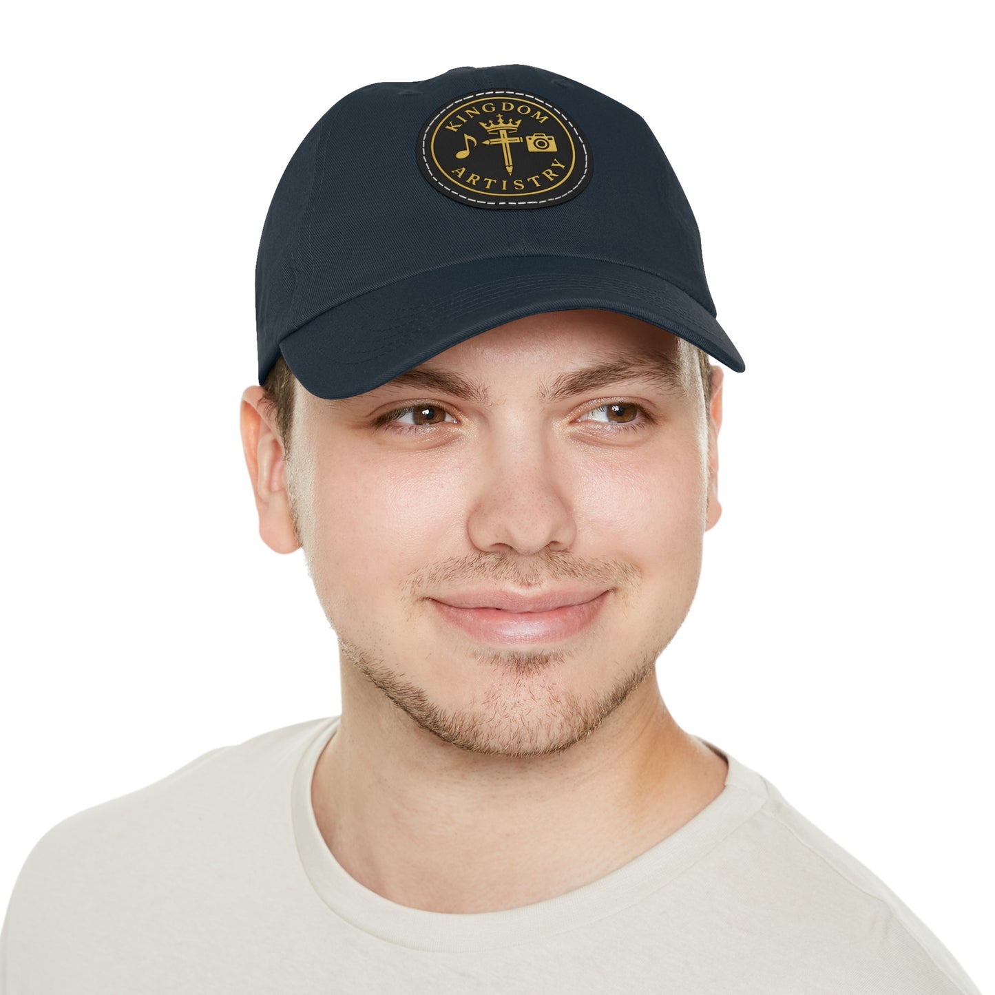 Kingdom Artistry Leather Patch Dad Hat — Christian Music & Worship Emblem