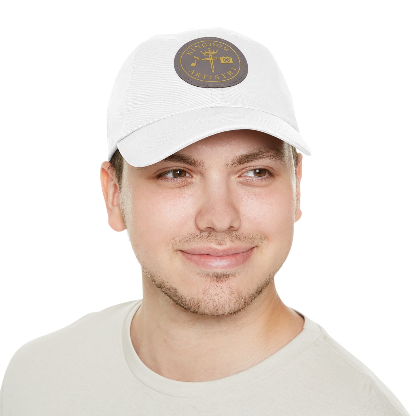 Kingdom Artistry Leather Patch Dad Hat — Christian Music & Worship Emblem
