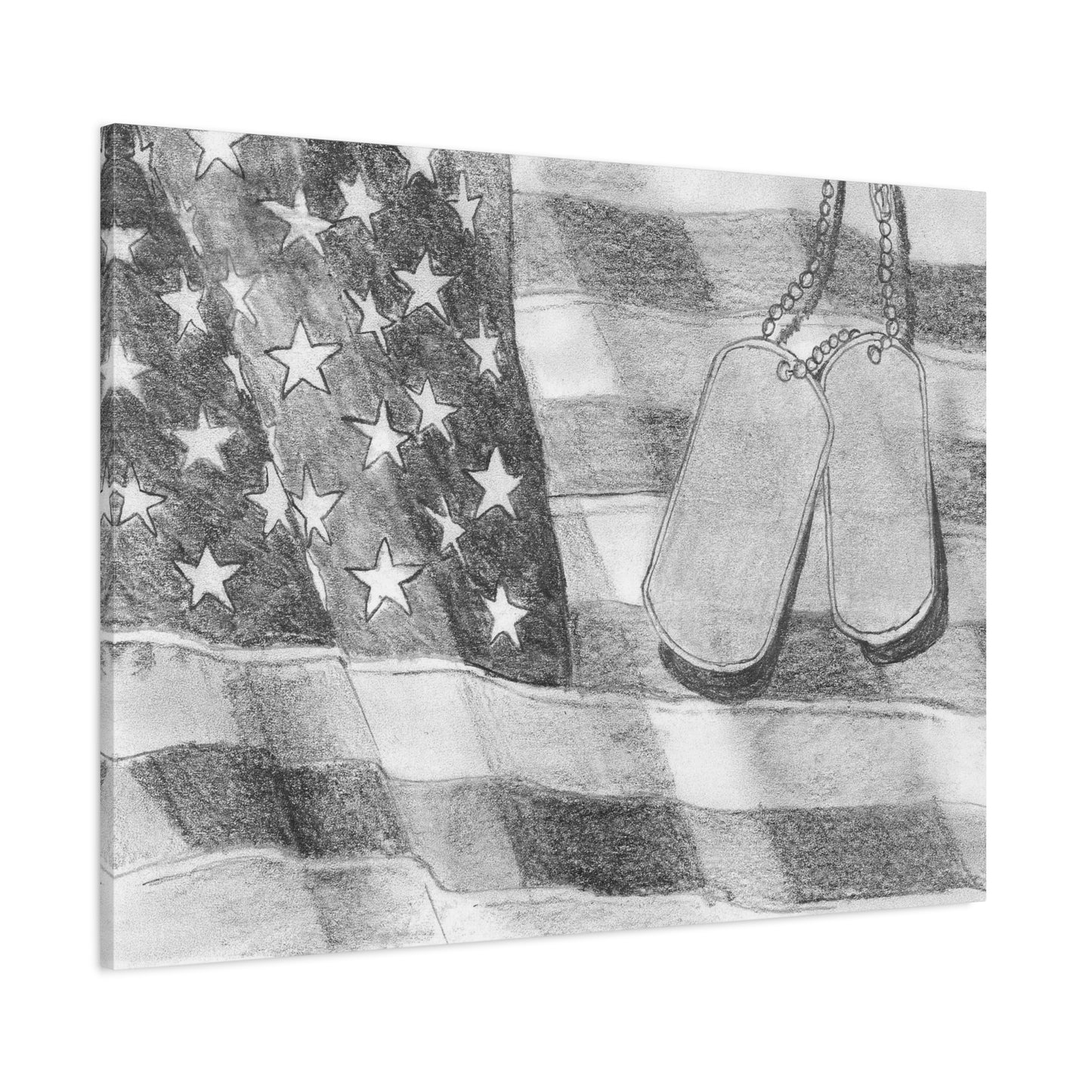 Flag with Dog Tags - Canvas Gallery Wrap