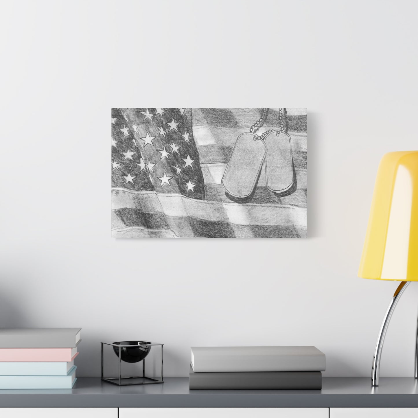 Flag with Dog Tags - Canvas Gallery Wrap
