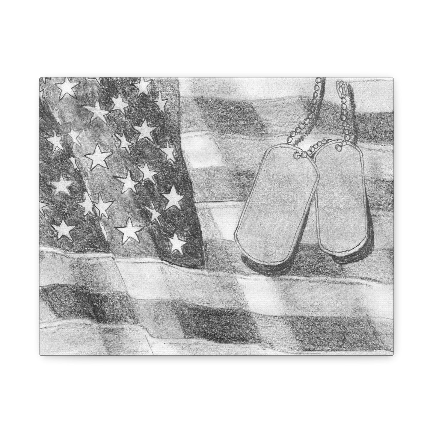 Flag with Dog Tags - Canvas Gallery Wrap