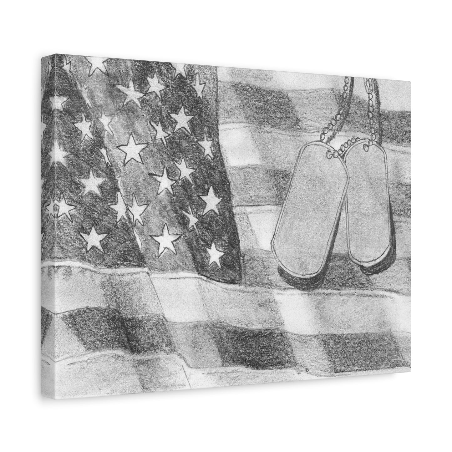Flag with Dog Tags - Canvas Gallery Wrap
