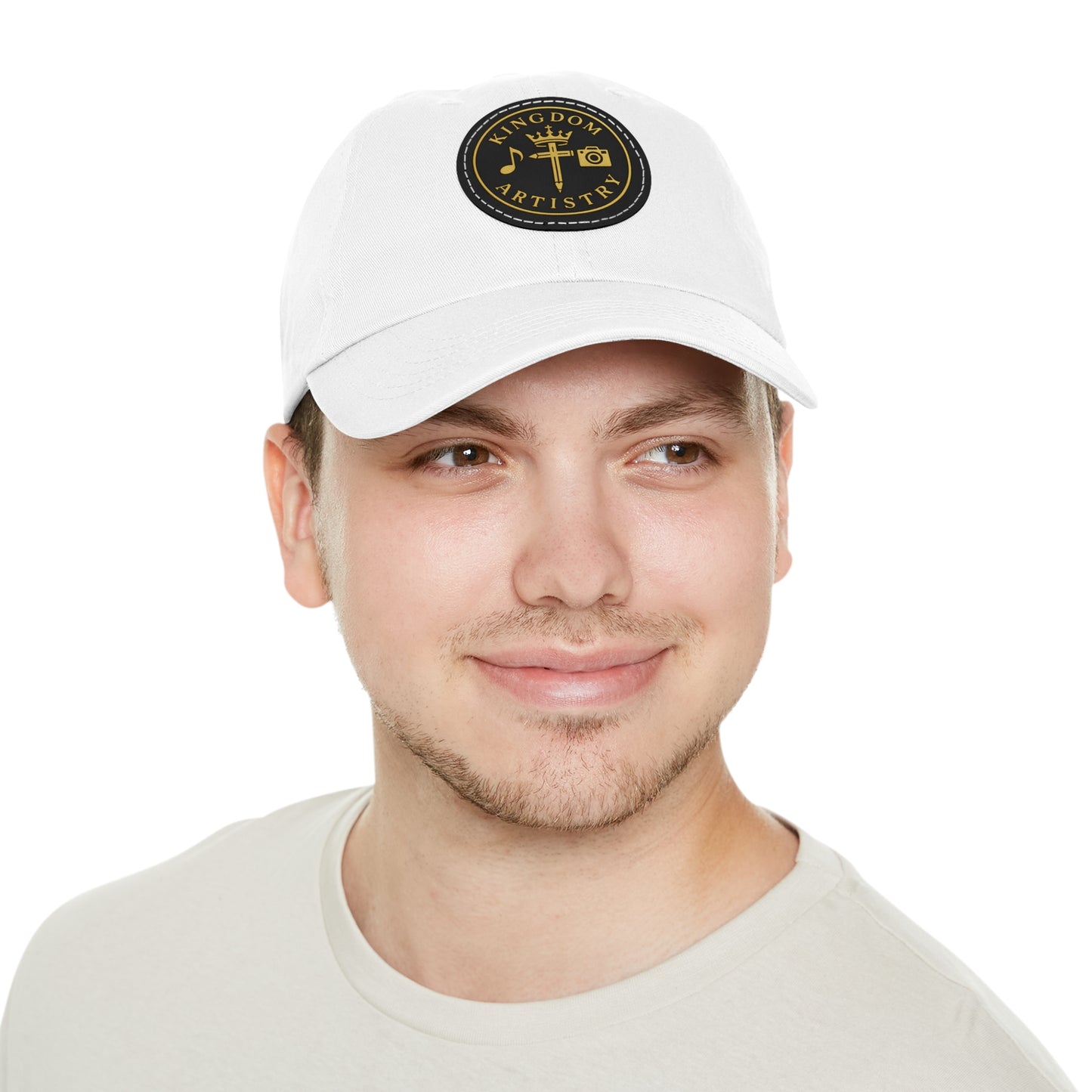 Kingdom Artistry Leather Patch Dad Hat — Christian Music & Worship Emblem