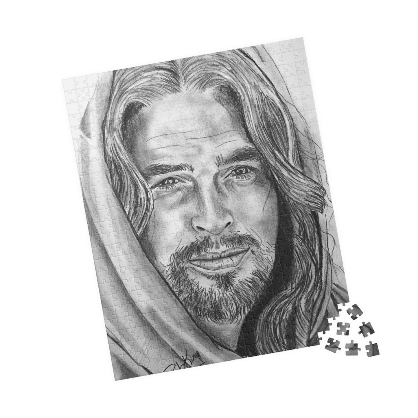 Jesus Art Puzzle — Detailed Pencil Sketch Jigsaw (520/1014 pcs)