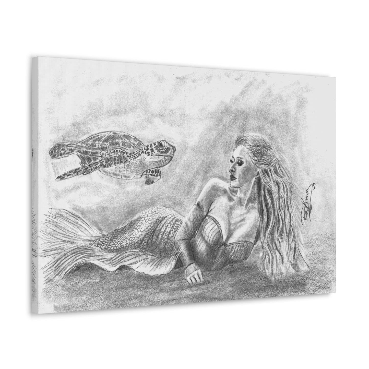 Mermaid and Sea Turtle  - Canvas Gallery Wraps