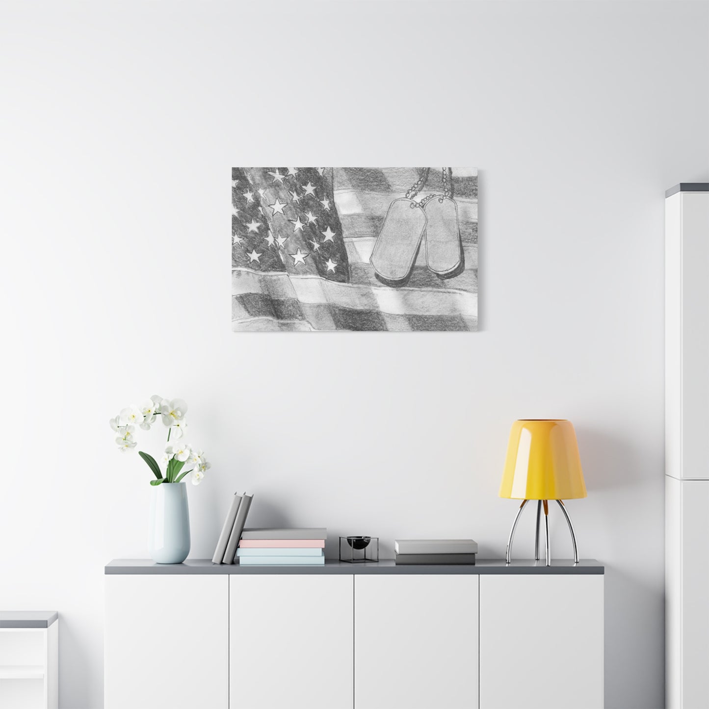 Flag with Dog Tags - Canvas Gallery Wrap