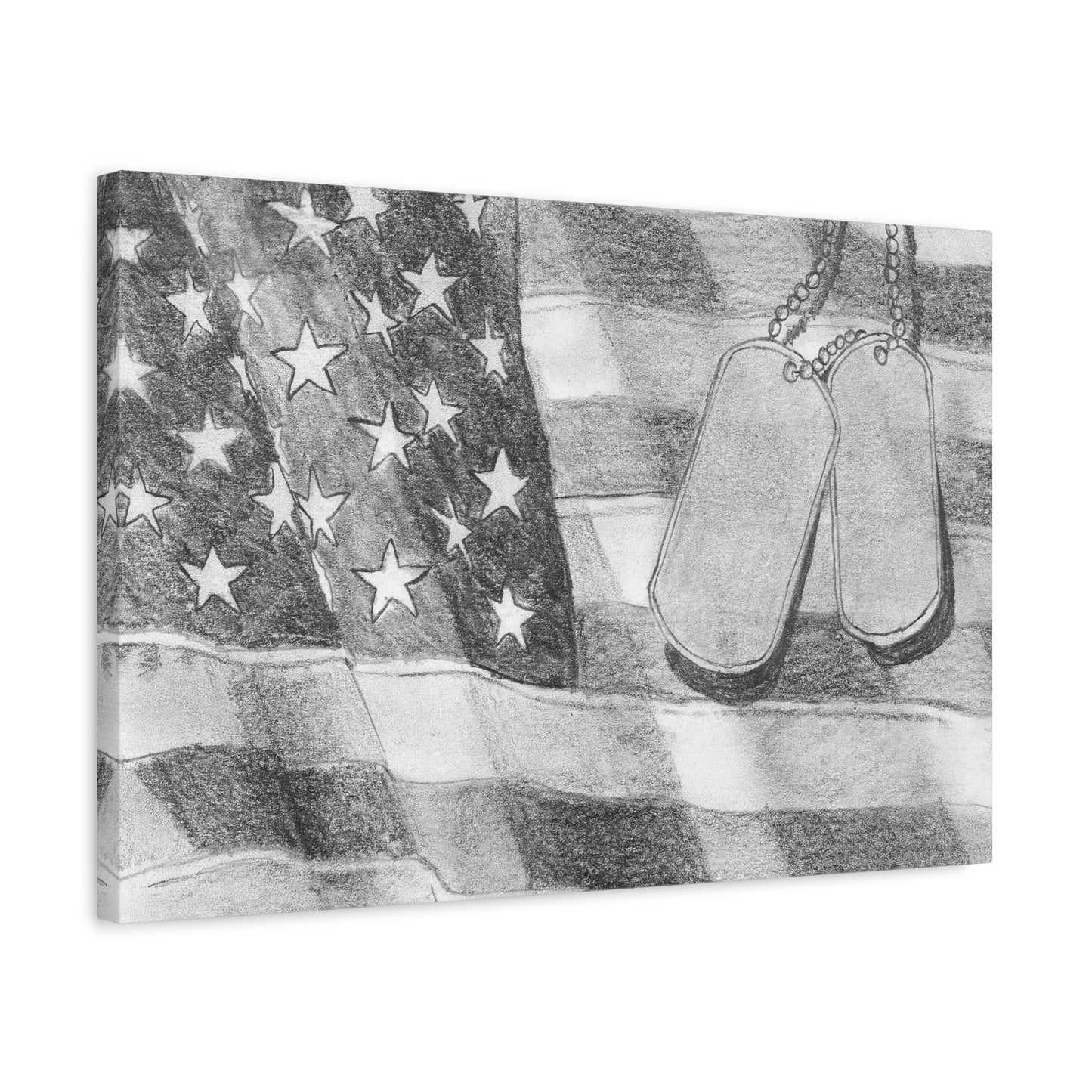 Flag with Dog Tags - Canvas Gallery Wrap