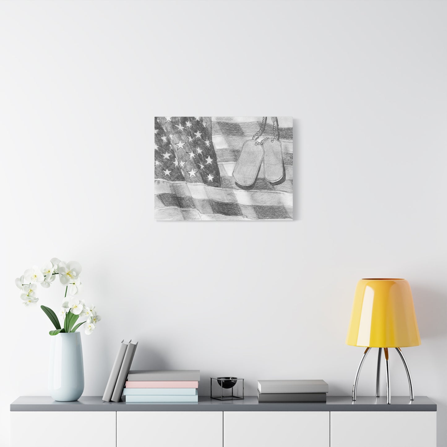 Flag with Dog Tags - Canvas Gallery Wrap