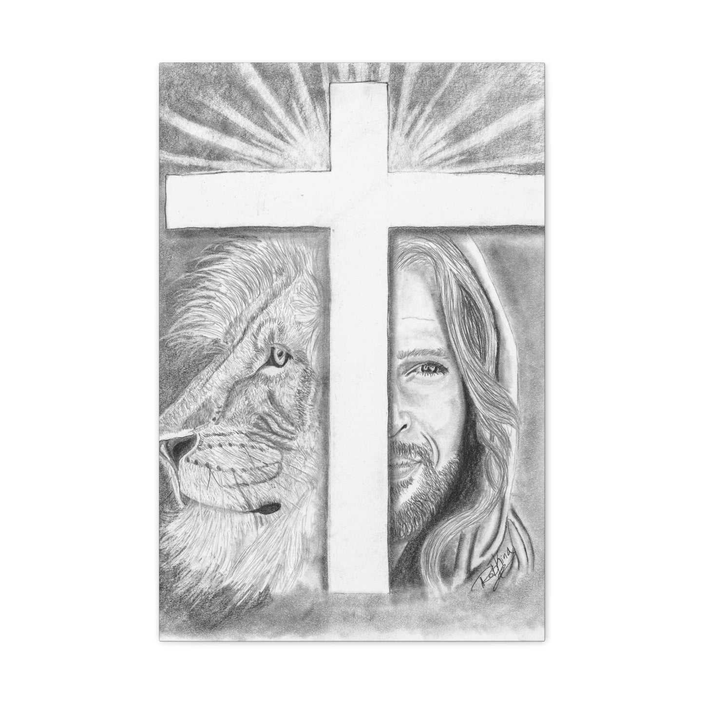 Lion Cross Jesus  - Canvas Gallery Wraps