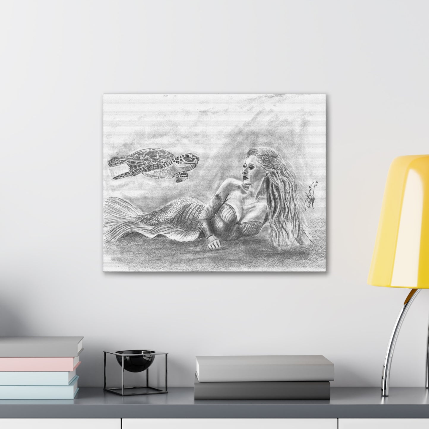 Mermaid and Sea Turtle  - Canvas Gallery Wraps