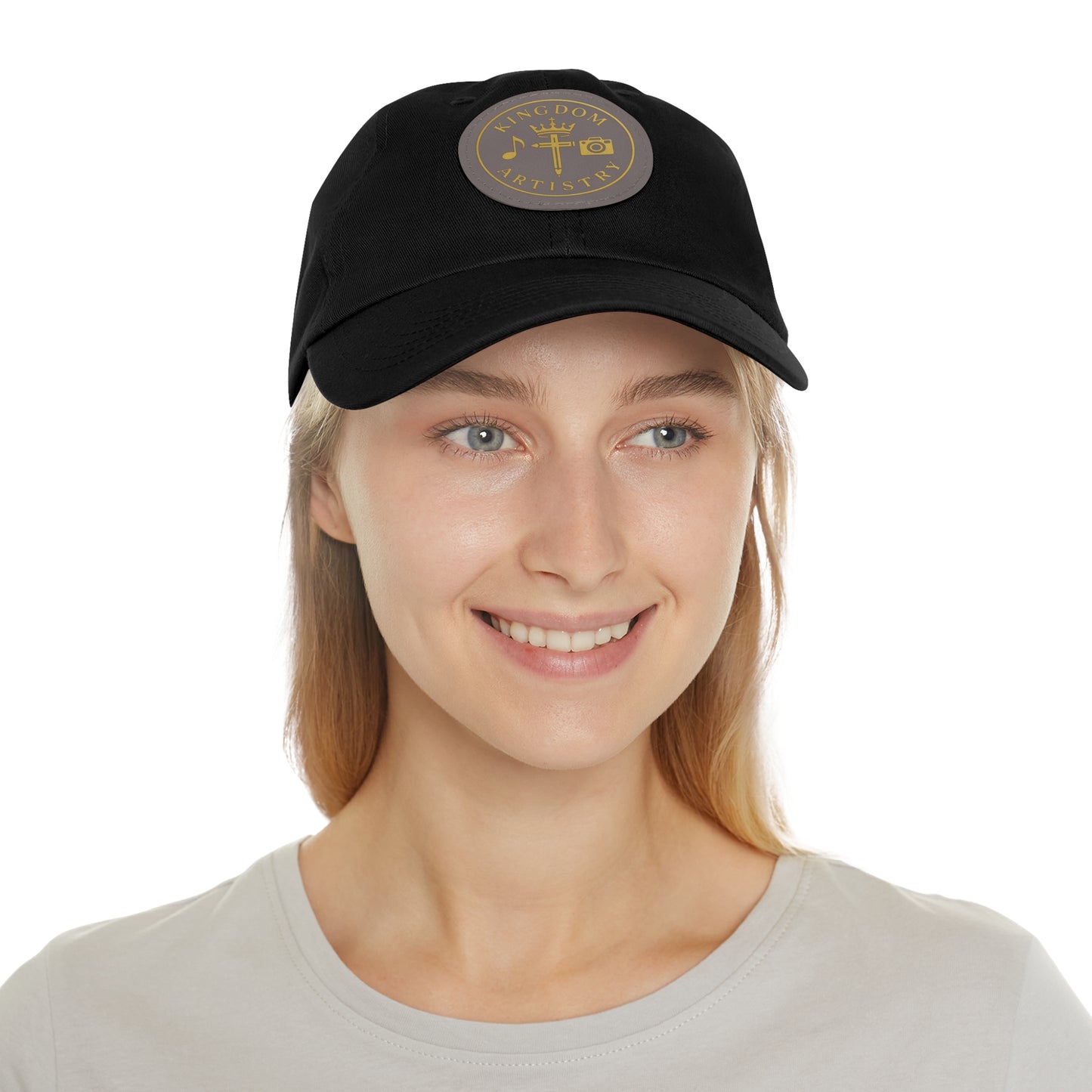 Kingdom Artistry Leather Patch Dad Hat — Christian Music & Worship Emblem