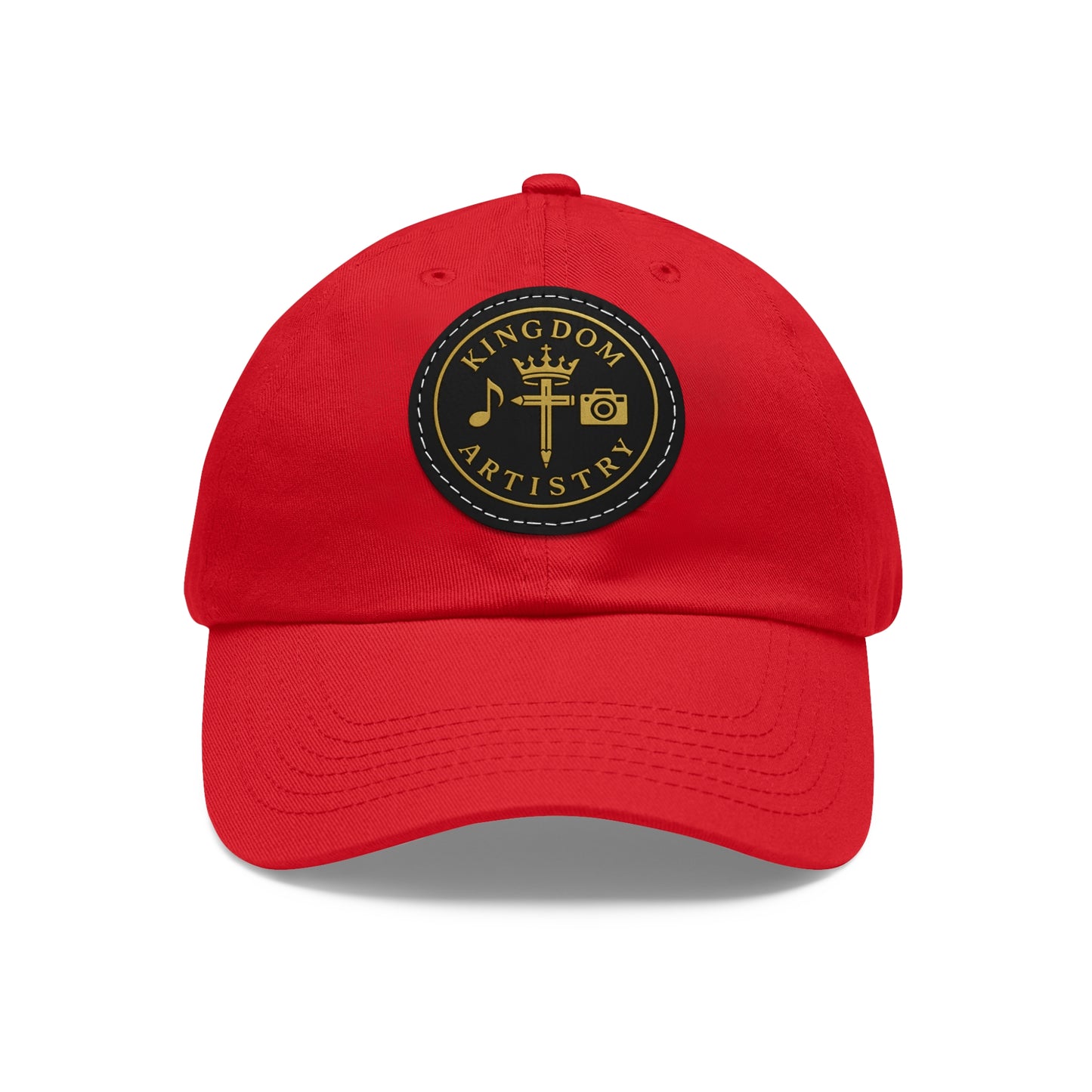 Kingdom Artistry Leather Patch Dad Hat — Christian Music & Worship Emblem