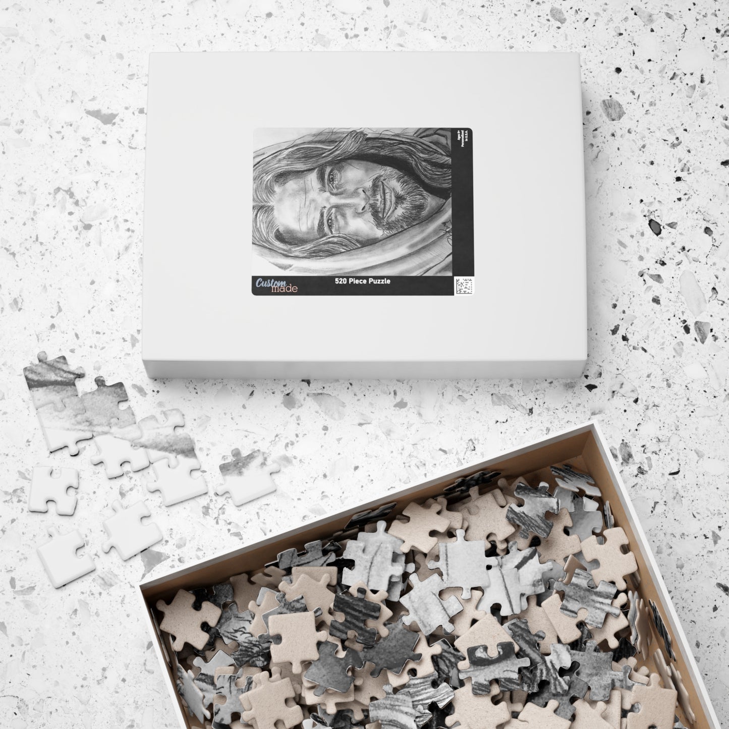 Jesus Art Puzzle — Detailed Pencil Sketch Jigsaw (520/1014 pcs)