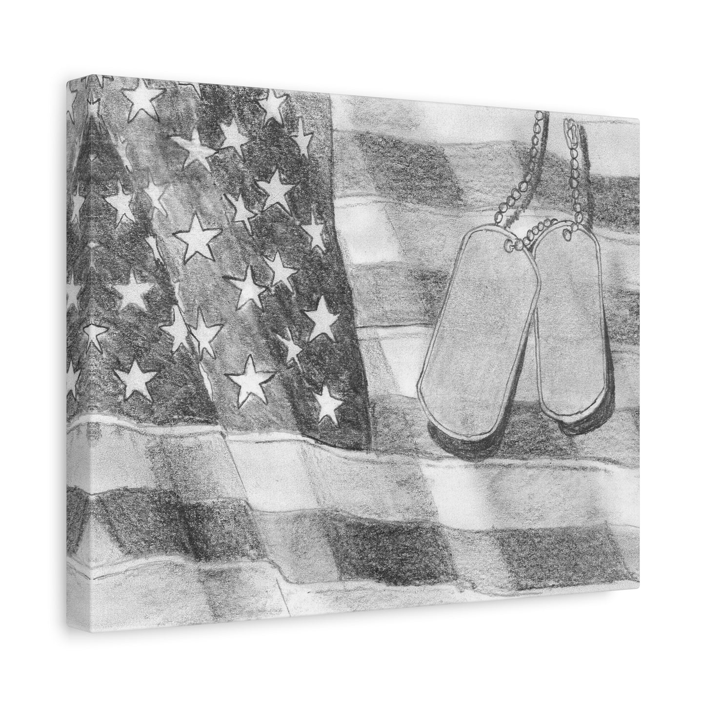 Flag with Dog Tags - Canvas Gallery Wrap