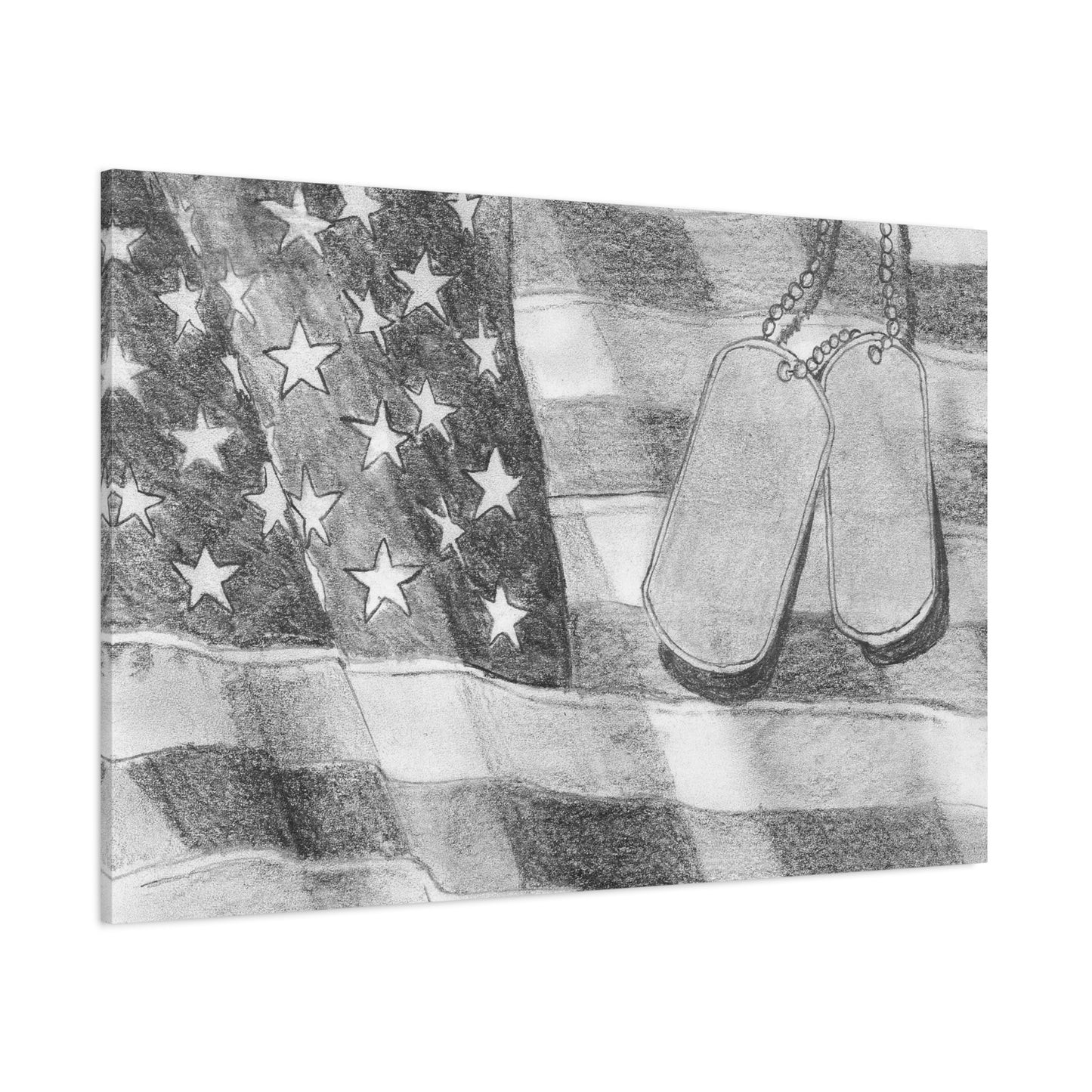Flag with Dog Tags - Canvas Gallery Wrap