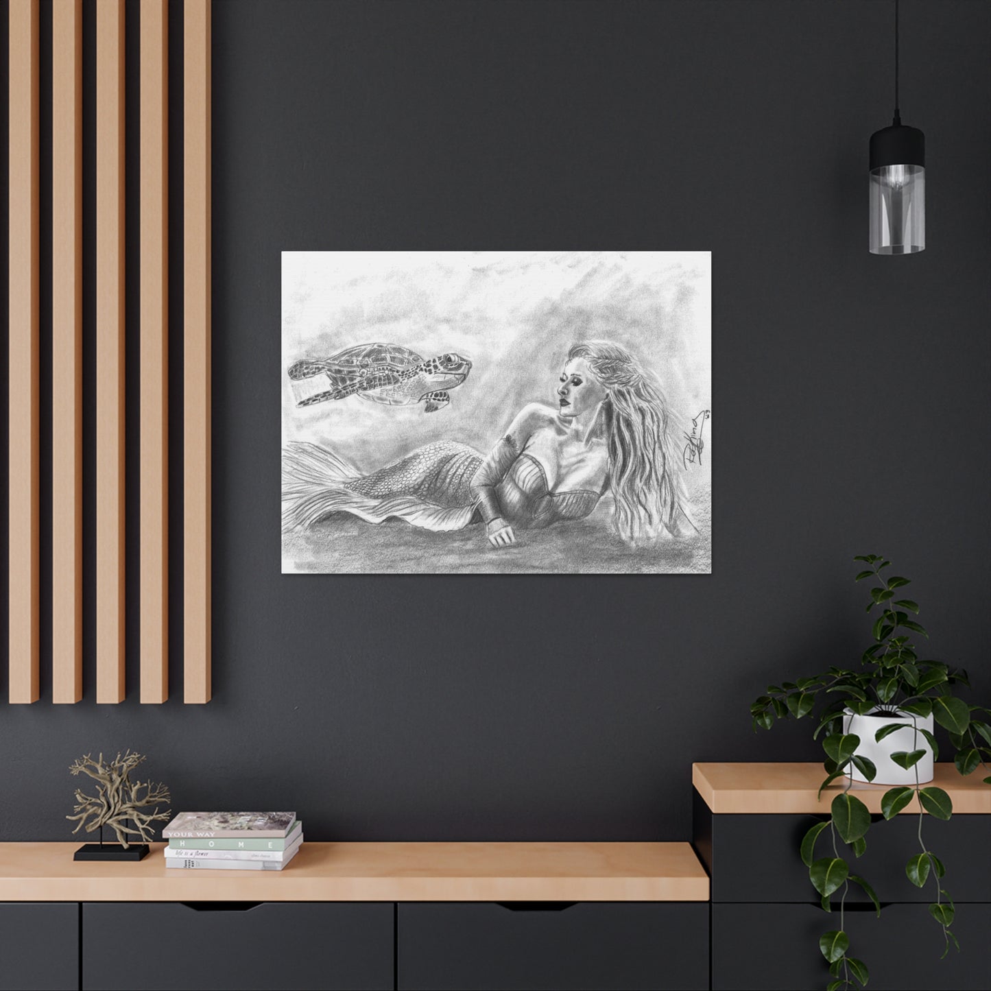 Mermaid and Sea Turtle  - Canvas Gallery Wraps