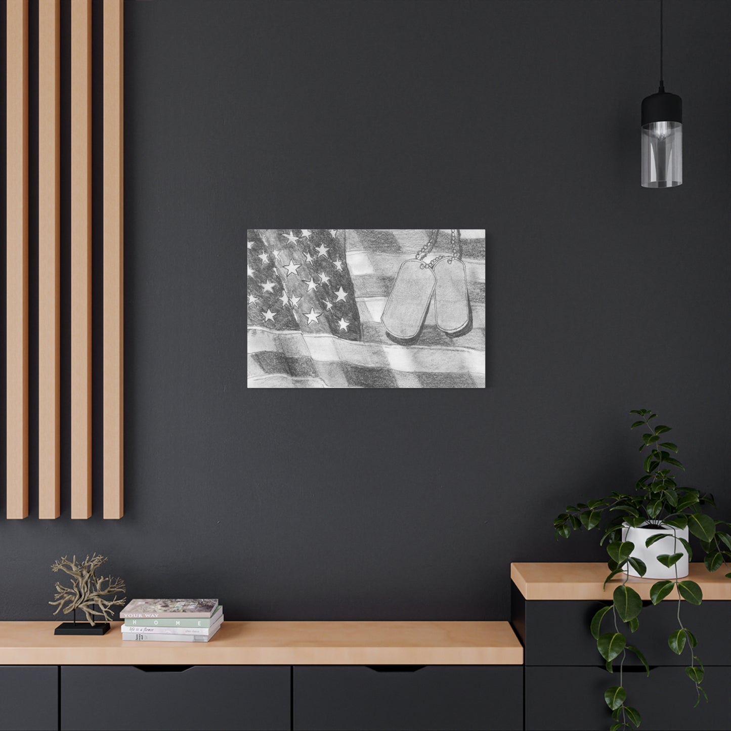 Flag with Dog Tags - Canvas Gallery Wrap