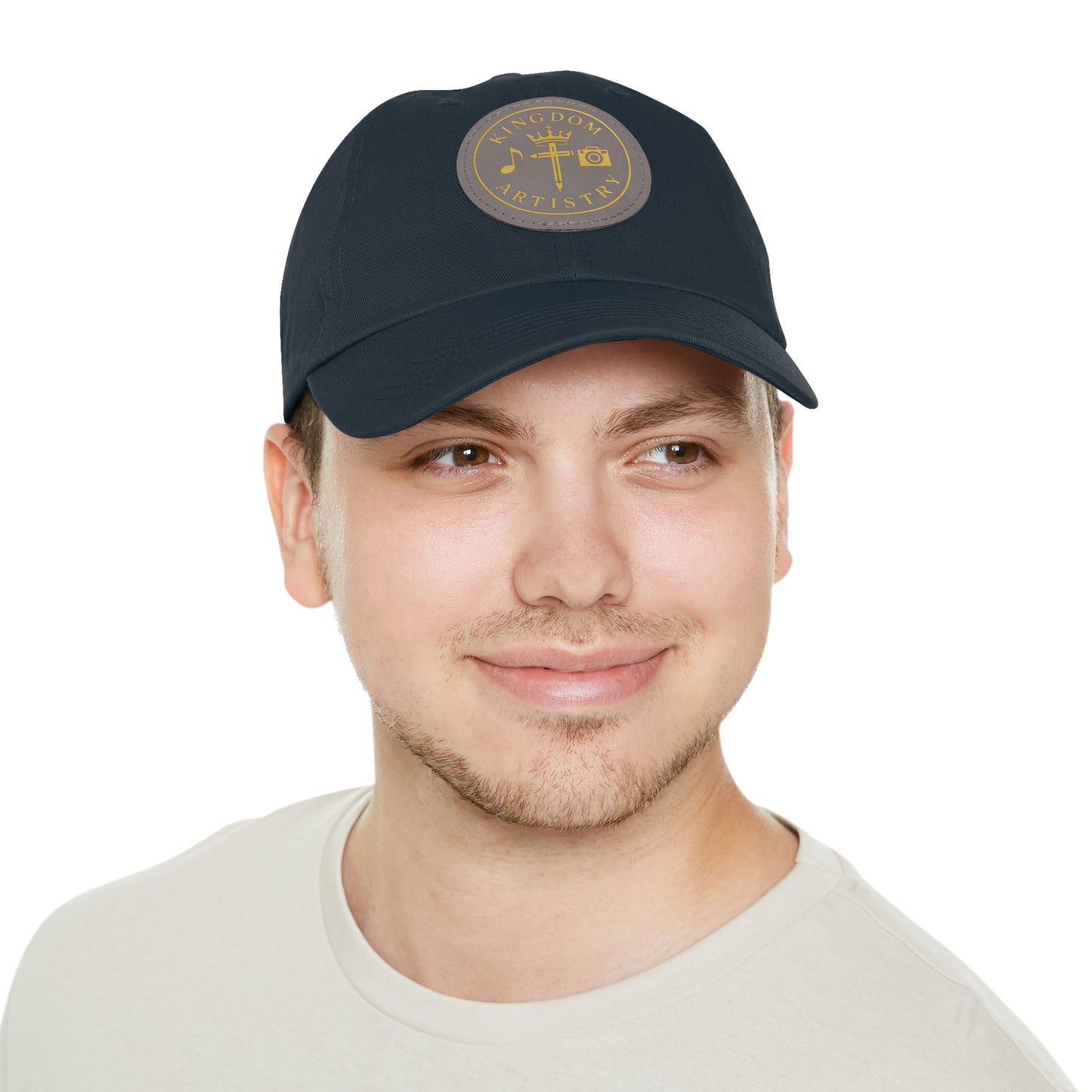 Kingdom Artistry Leather Patch Dad Hat — Christian Music & Worship Emblem